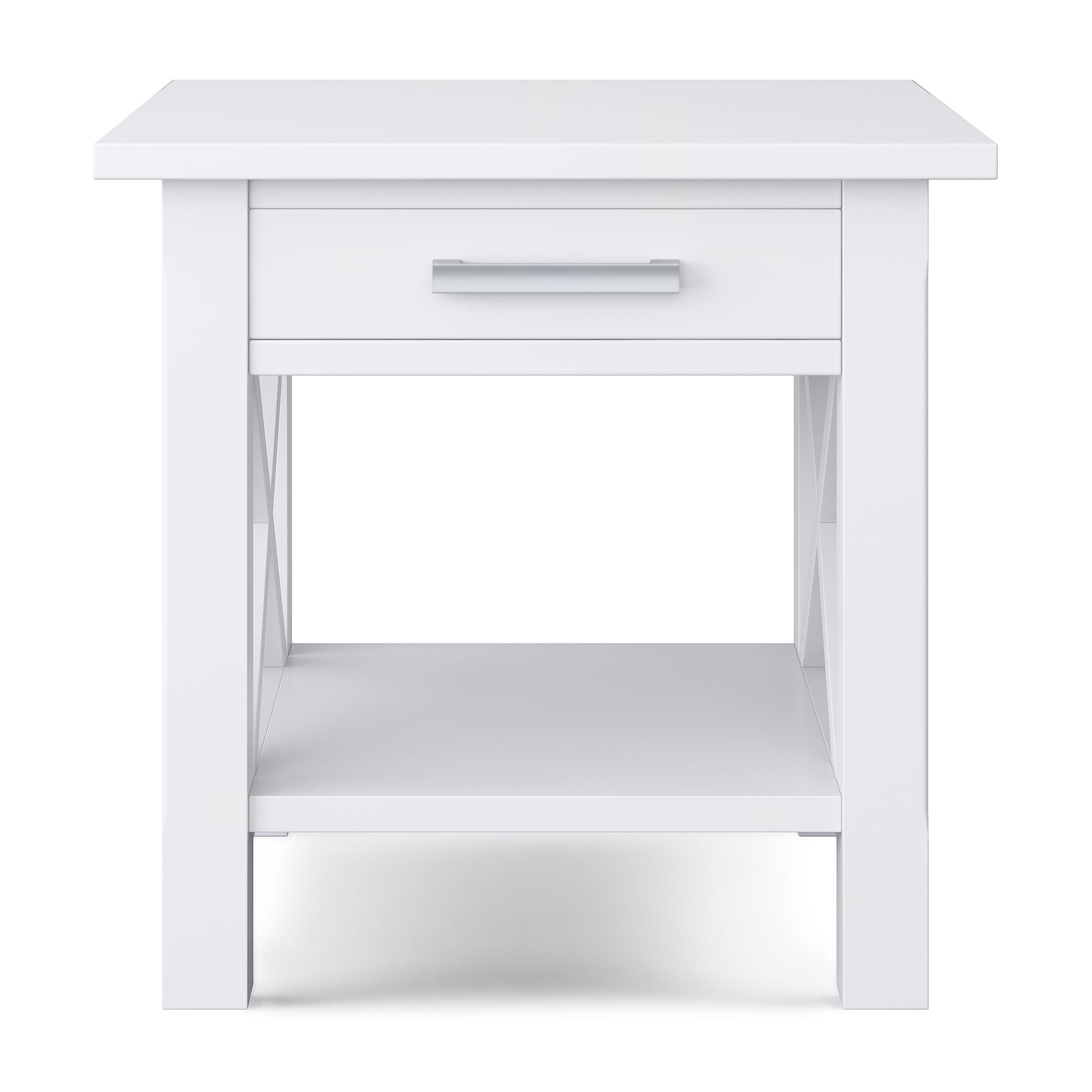 Simpli Home Kitchener 21" Square Contemporary Solid Wood End Table in White
