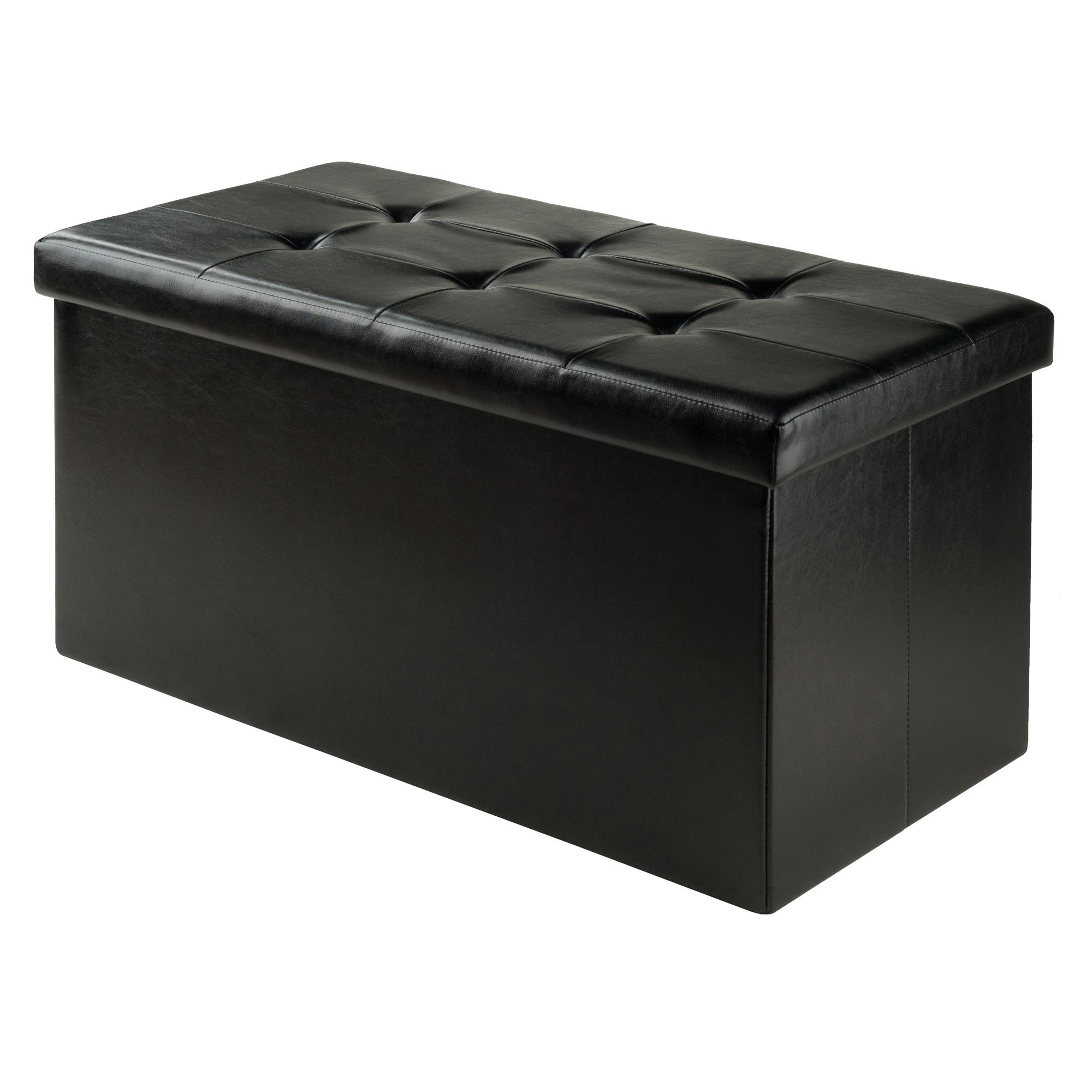 29.92" Ashford Ottoman with Accent Stools Faux Leather Black - Winsome