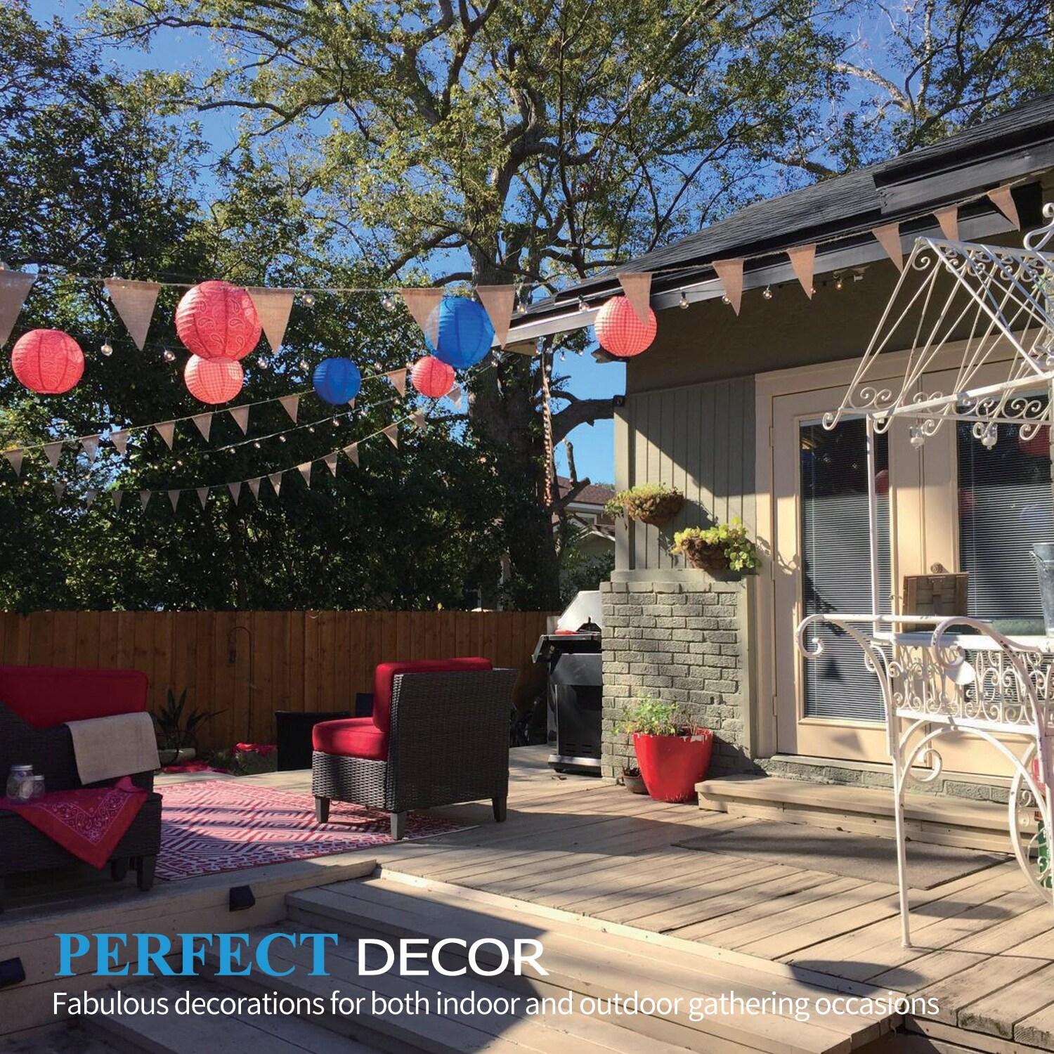 Novelty Place 13 Feet Burlap Pennant Banner - 15 Triangle Bunting Flags (5x7 Inches) - DIY Hand Painted Home Decorations for Holiday, Birthday, Wedding, Graduation and Party