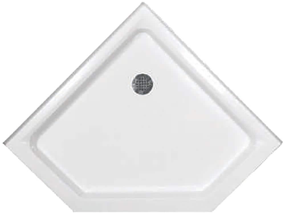 38'' White Neo-Angle Triple Threshold Shower Base