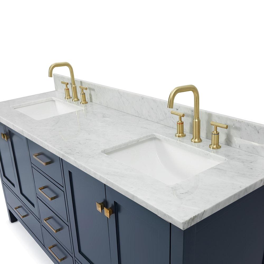 Ariel Cambridge 73 Inch Bathroom Vanity With Italian Carrara Marble Countertop 0.75 inch In Oak