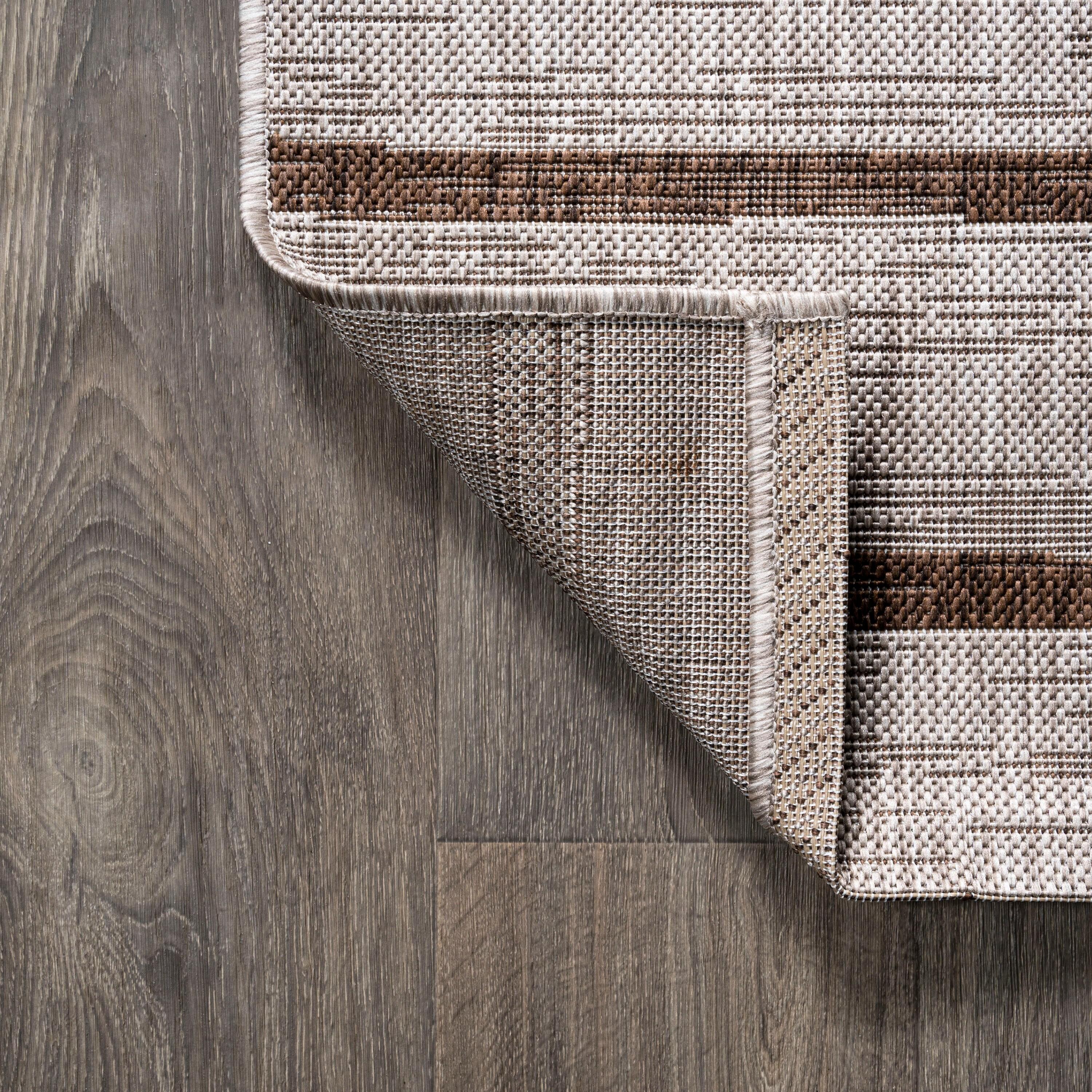 3'x5' Colonia Berber Stripe Indoor/Outdoor Area Rug, Beige/Brown - JONATHAN Y