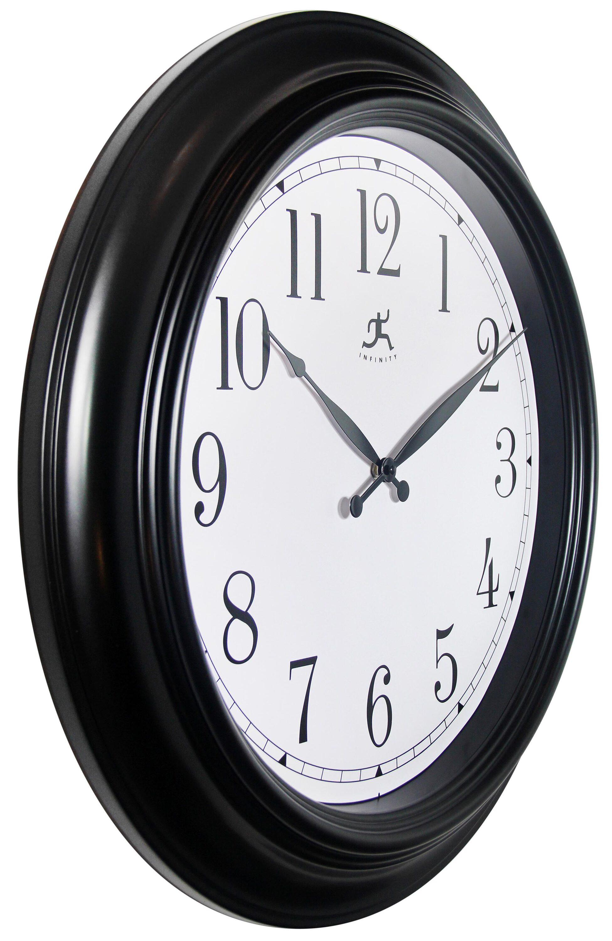 24" Classic Wall Clock Black - Infinity Instruments: Easy-to-Read, Modern Decor, Indoor Use