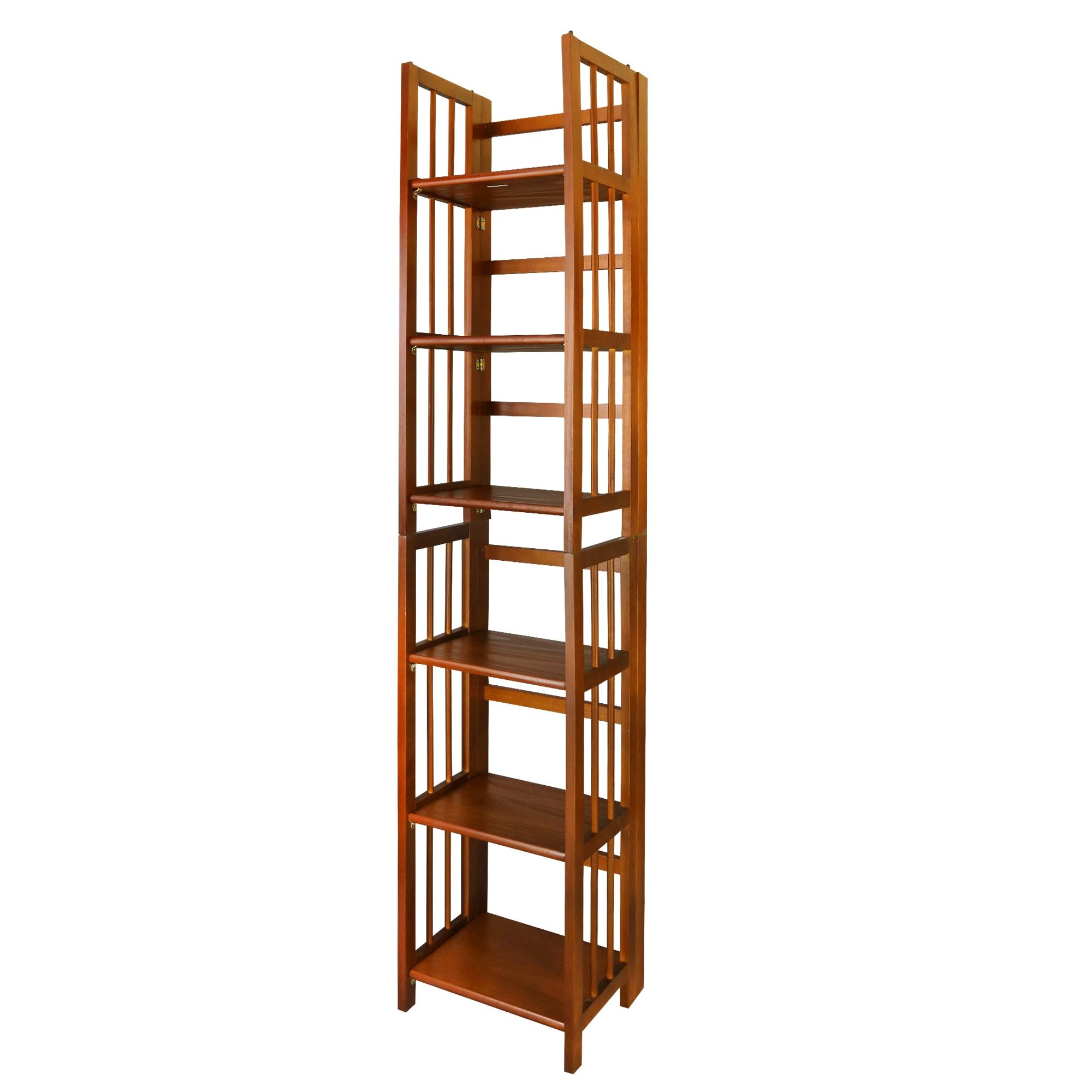 Casual Home 3 Shelf 14 Inch Folding Office Wood Furniture Bookcase, Honey Oak