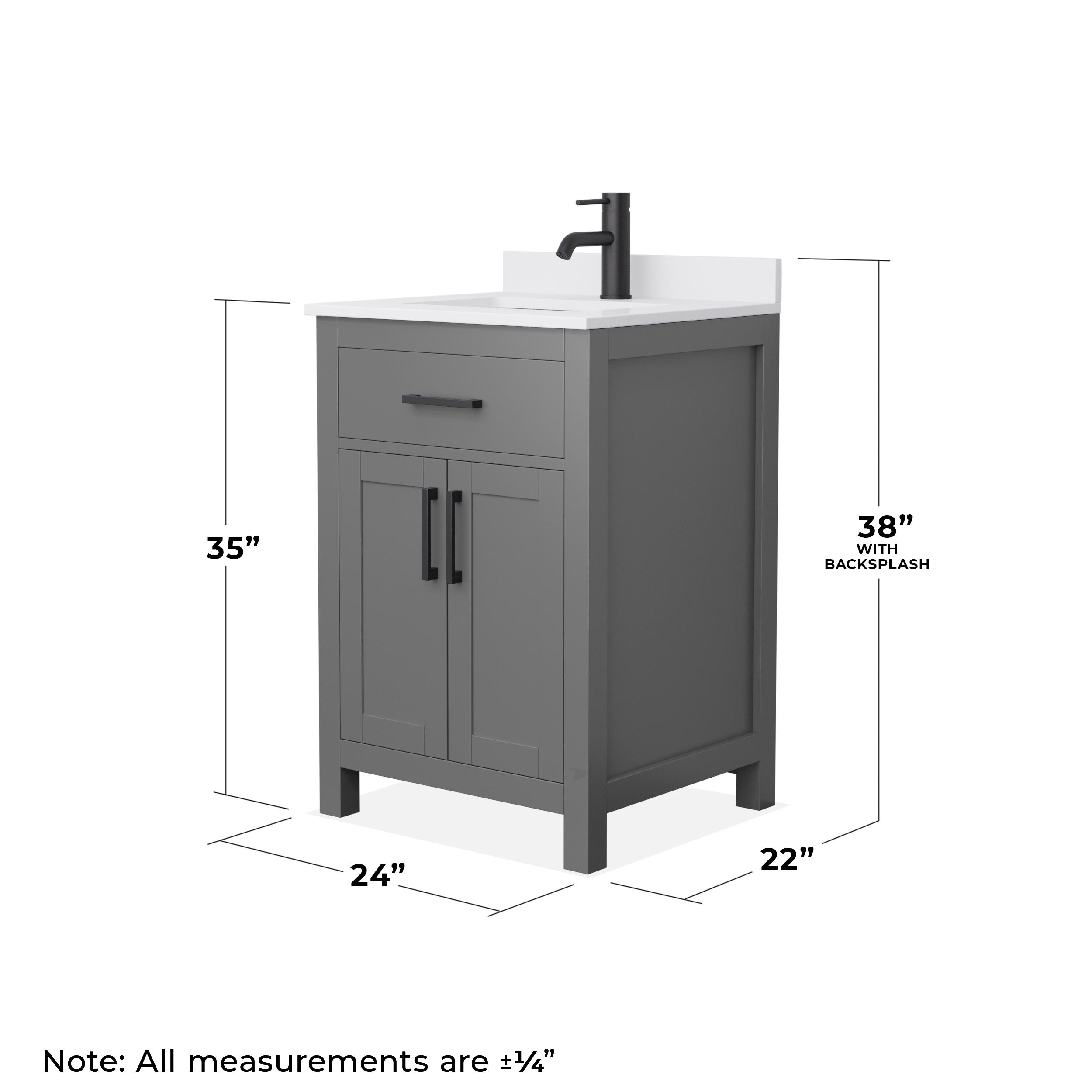 Wyndham Collection Beckett 24" Freestanding Single Bathroom Vanity with Cultured Marble Top