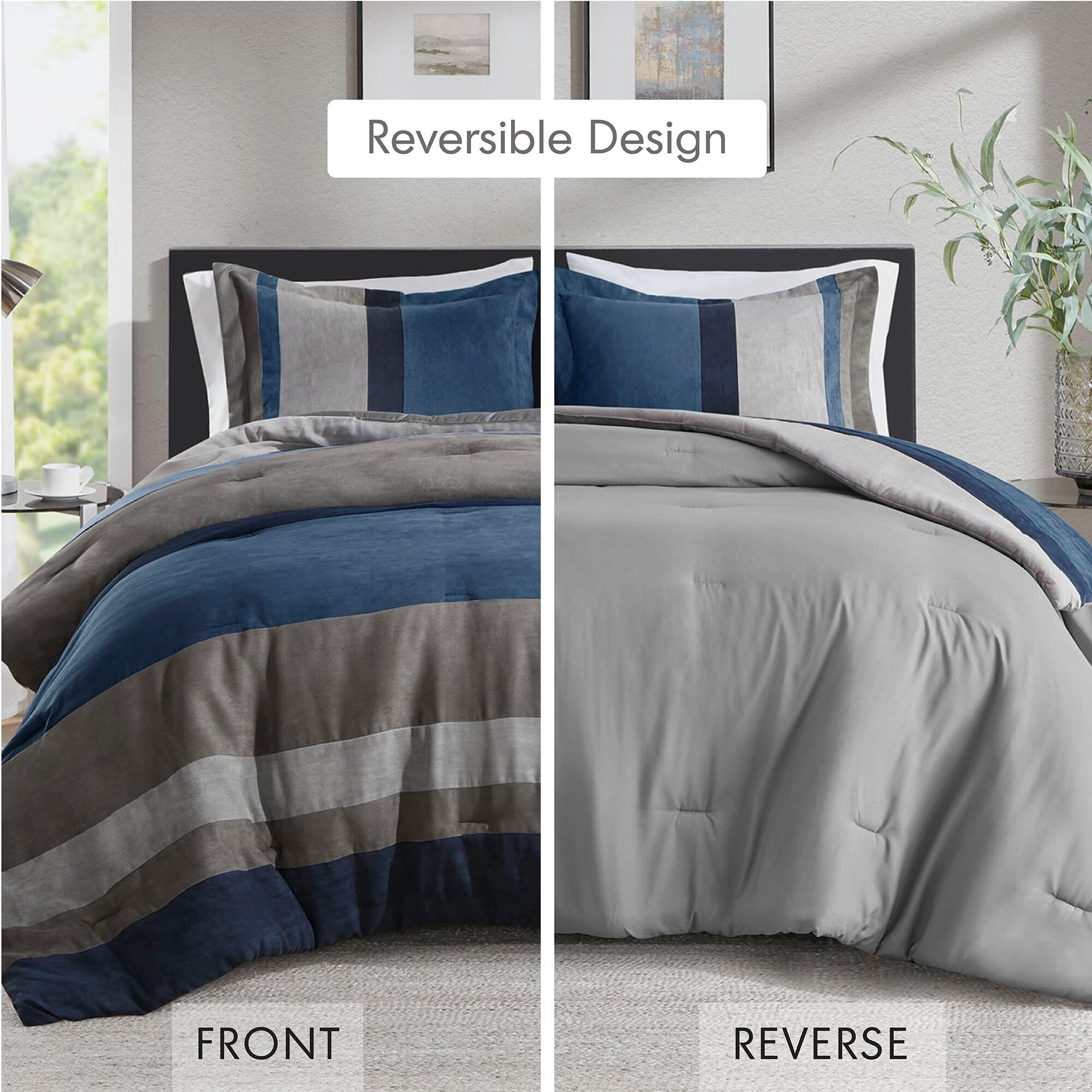 Luxe Quilted Comforter Set Modern Transitional Design, All Season Down Alternative Warm Bedding Matching Shams, Bedskirt, Decorative Pillow,Cal King