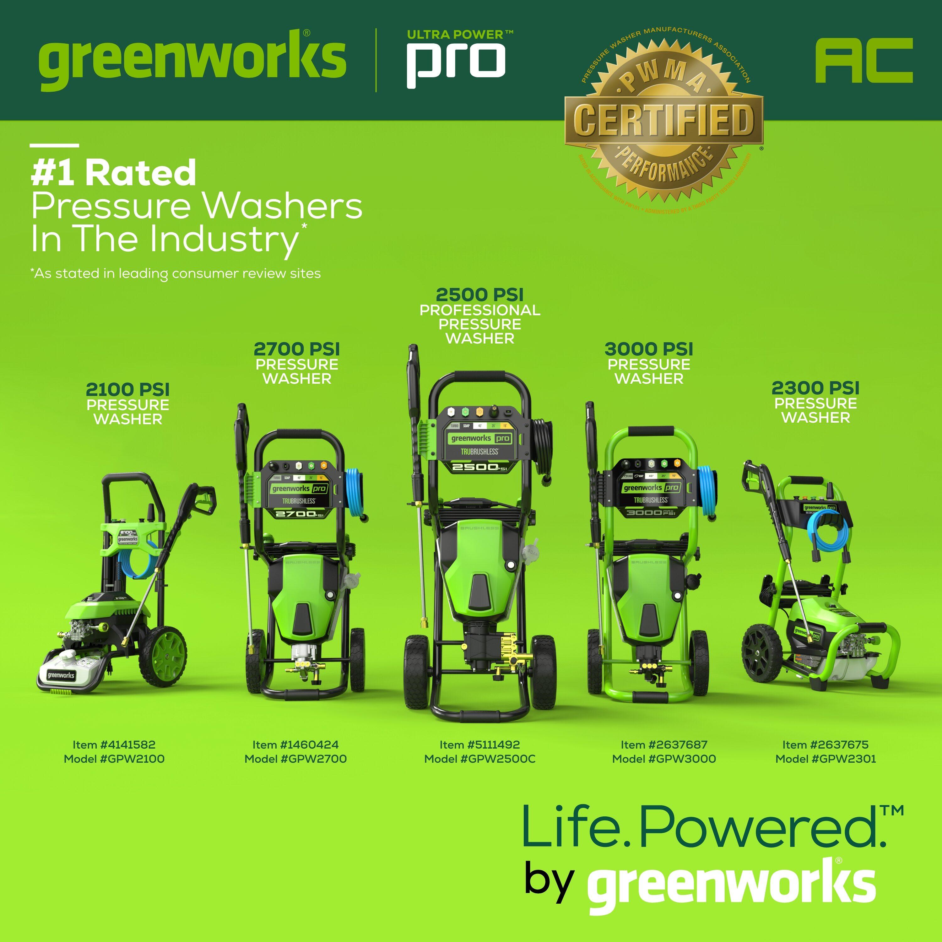 GreenWorks 5210902 15" Extension Included Surface Cleaner, Green