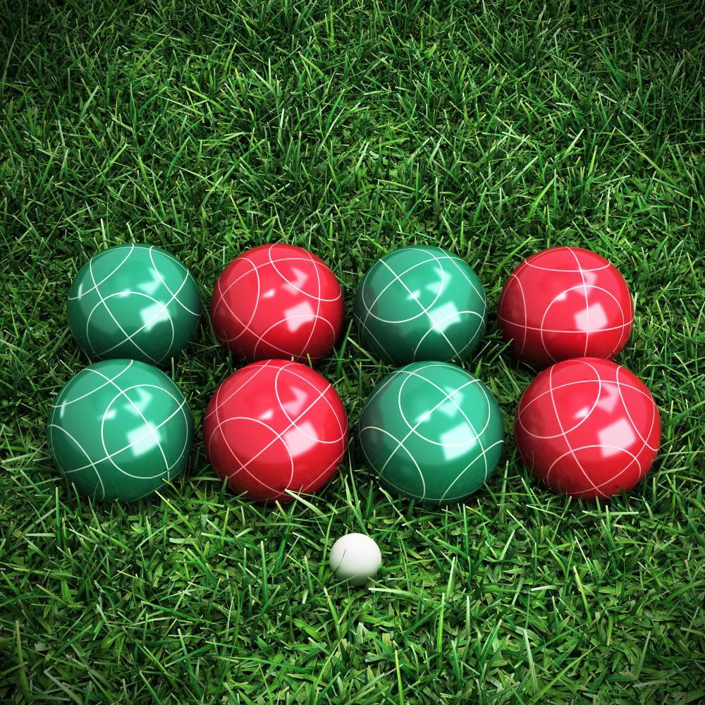 Toy Time Outdoor Bocce Ball Set with Bocce Balls, Pallino and Equipment Carrying Bag - Red/Green
