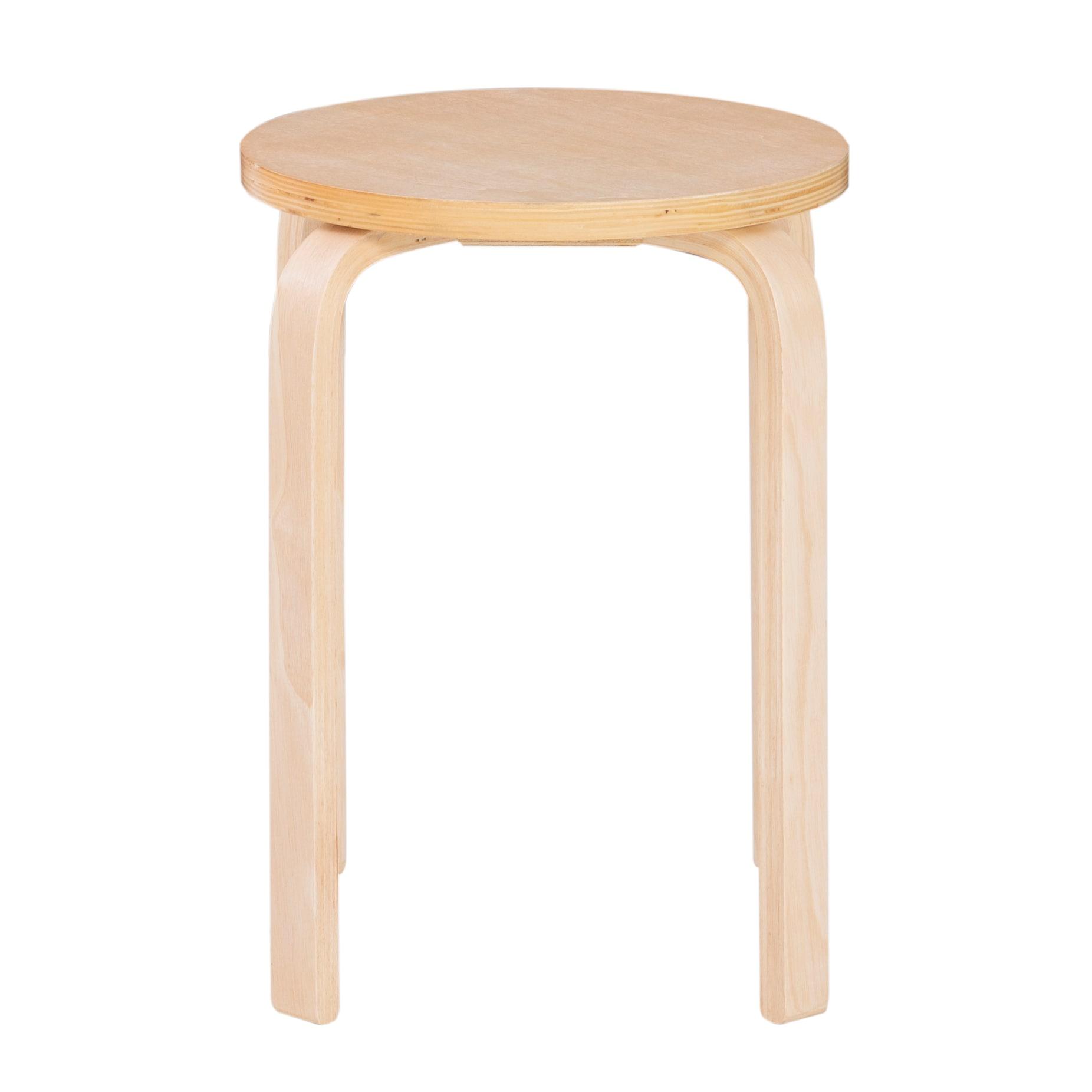 Set of 4 Bentwood Stacking Stools Light Brown - Linon: Rubberwood Frame, No Assembly, Traditional Style