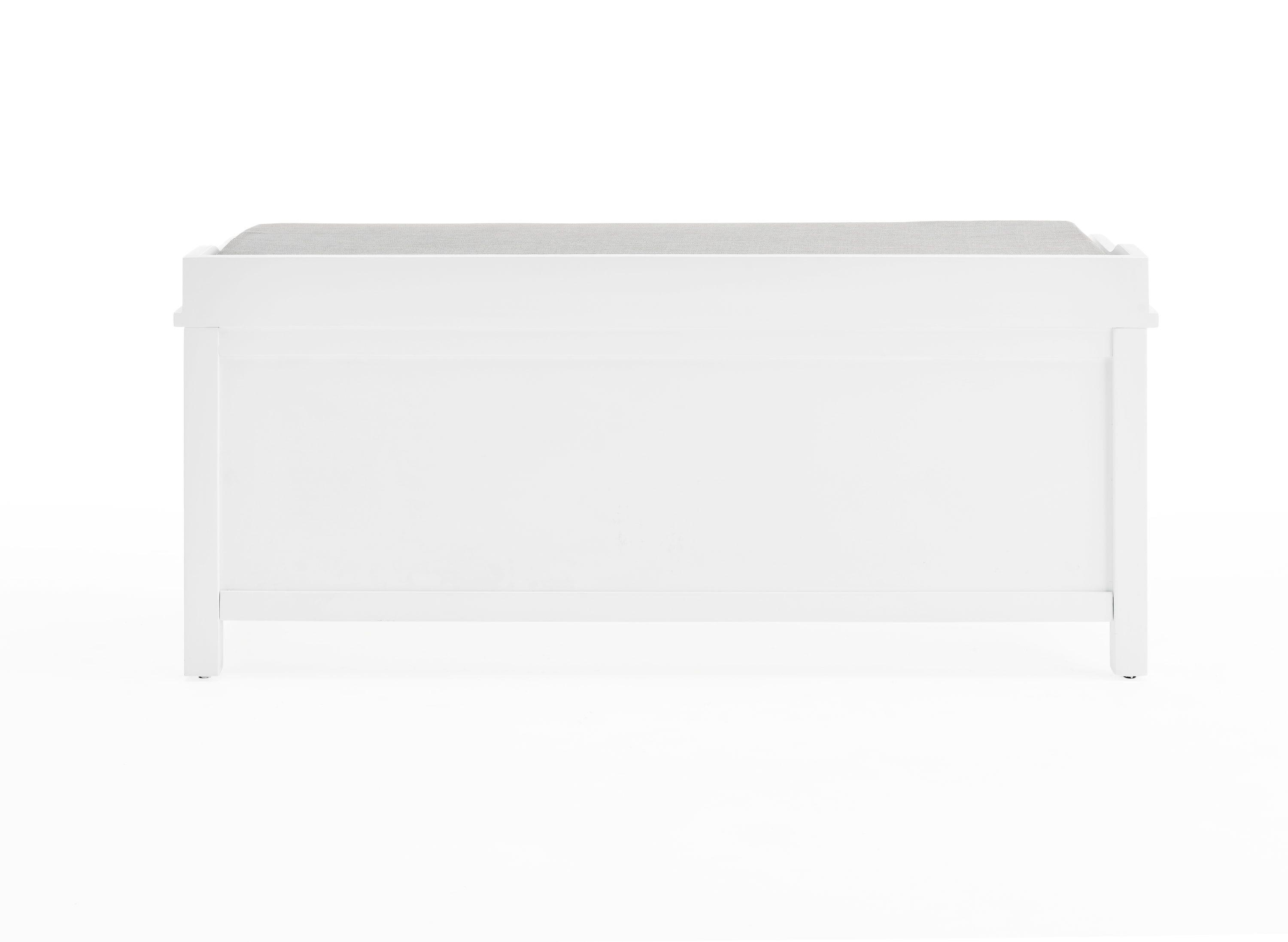 Alaterre Furniture Coventry 45 in. Pine Wood Storage Bench with Cushion, Entryway Organization & Decoration, 3 Adjustable/Removable Cubbies, Dove Gray and White