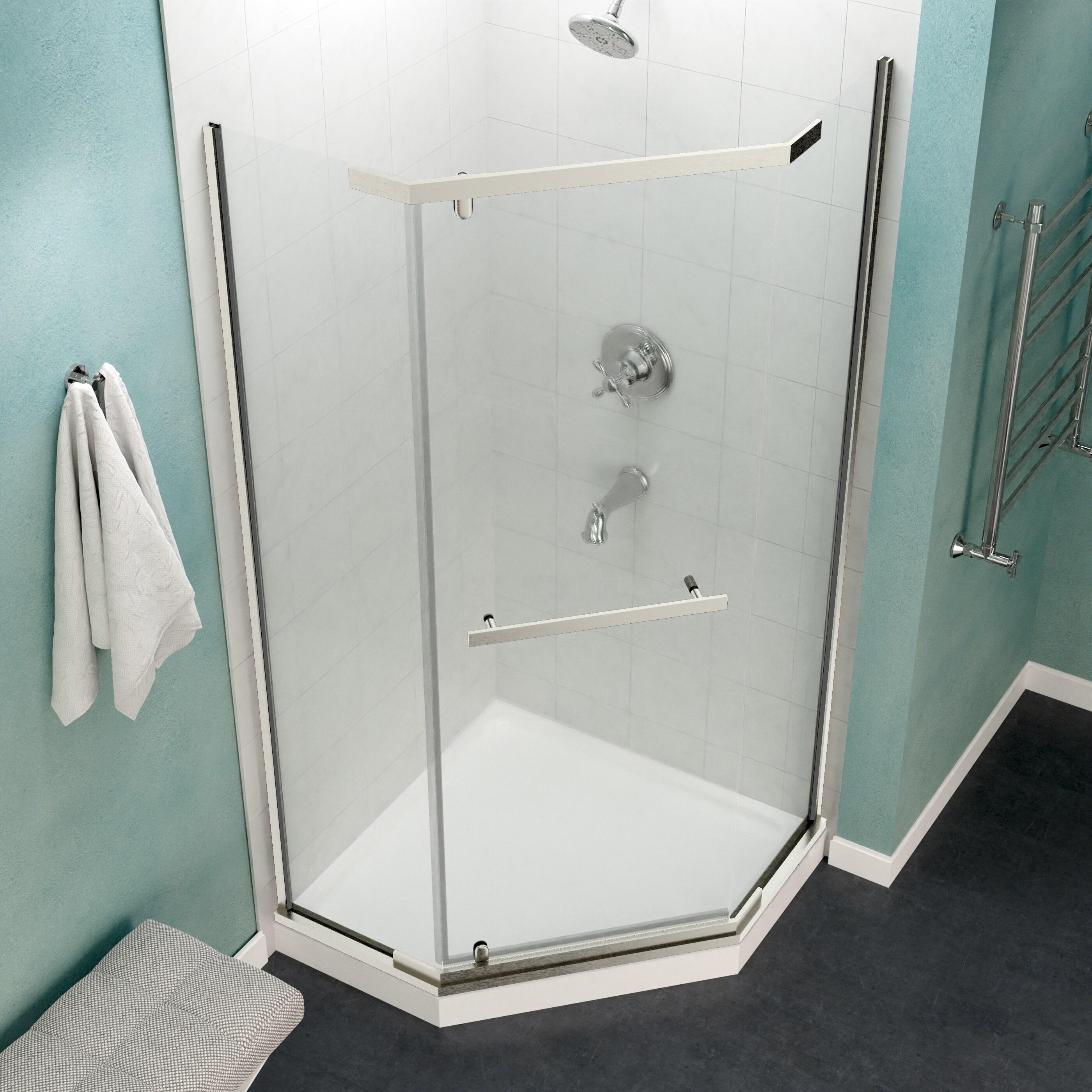 Castle Series 49" W x 72" H Hinged Semi-Frameless Shower Door with Tsunami Guard