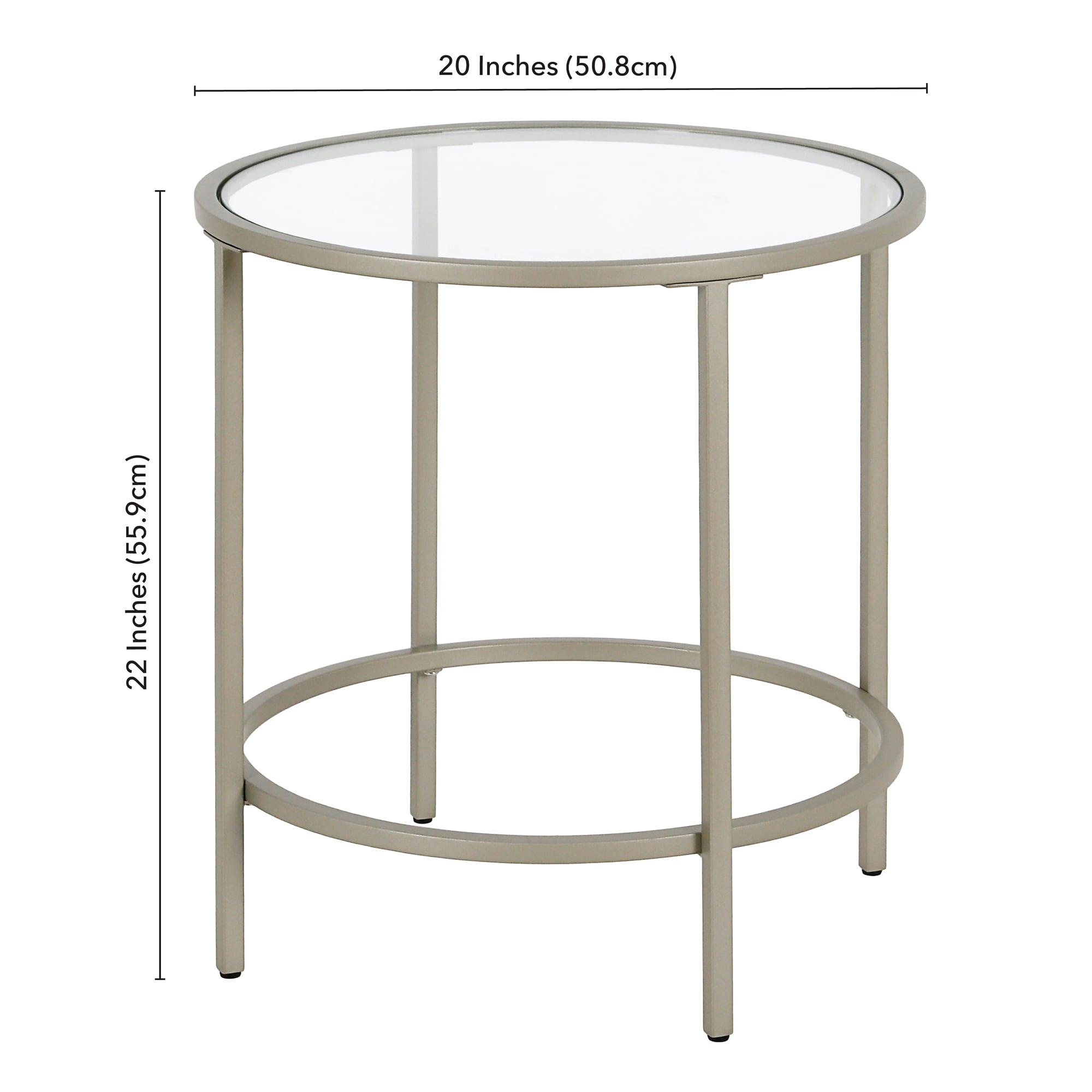 Evelyn&Zoe Sivil 20" Wide Round Side Table, Satin Nickel