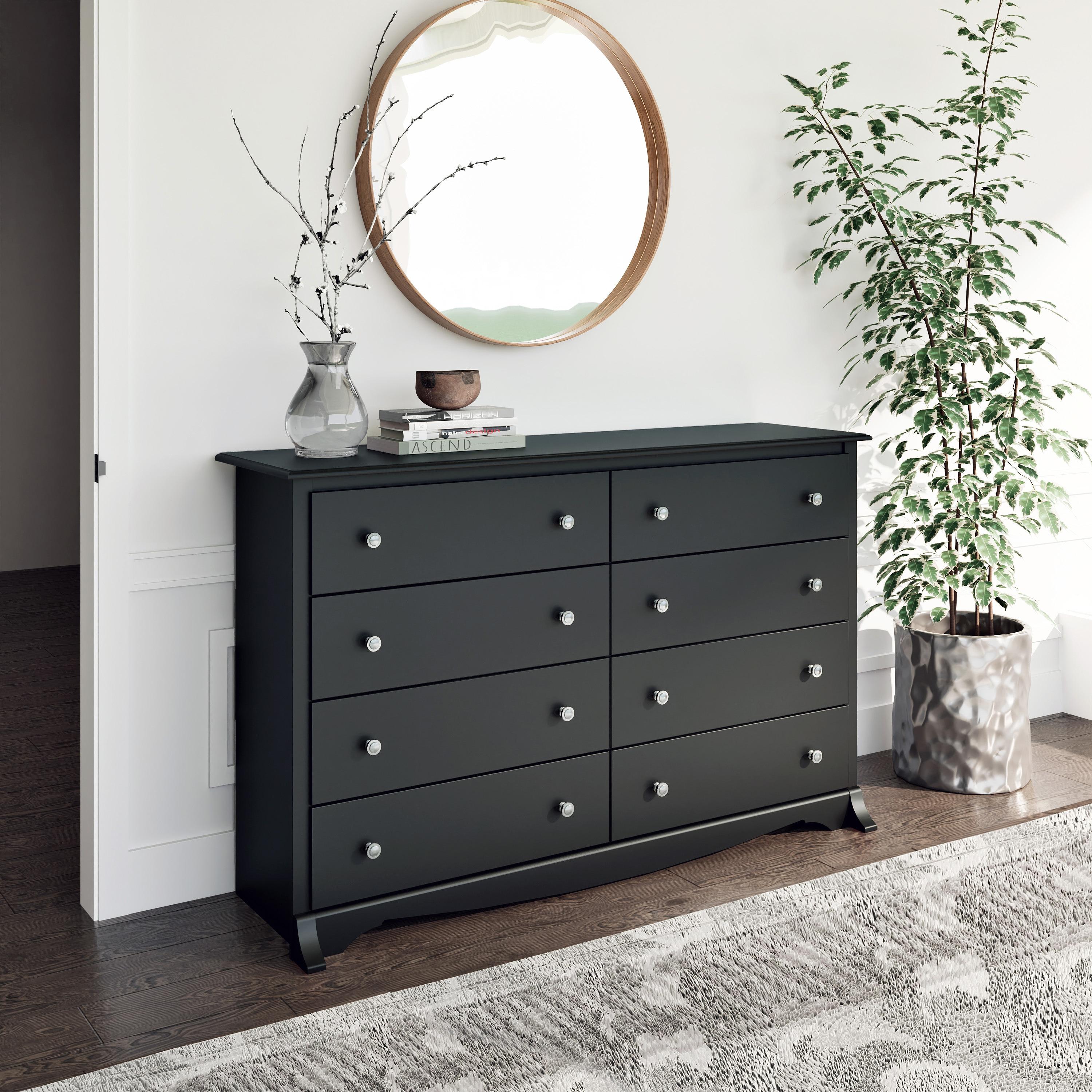 Sonoma 8 Drawer Dresser Black - Prepac: Laminated Transitional Style, Metal Hardware, Includes Anti-Tip