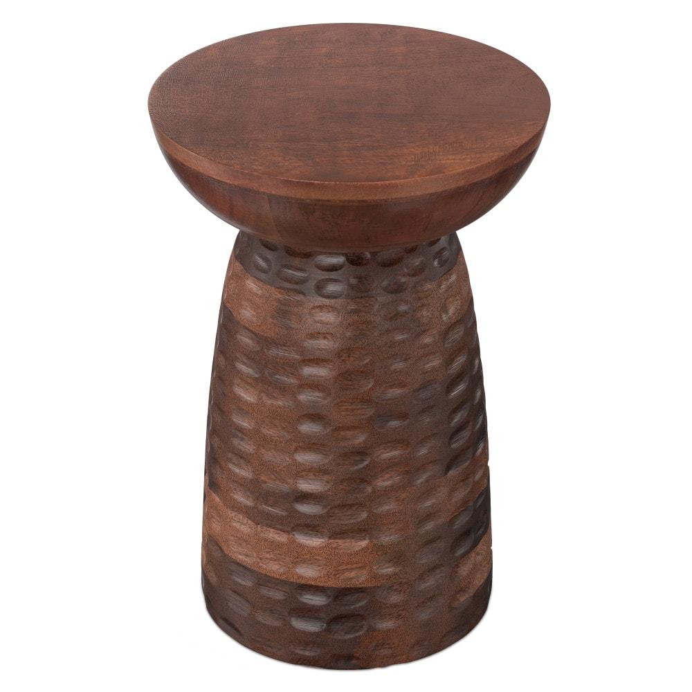 Simpli Home Boyd Solid Mango Wood Pedestal Accent End Table