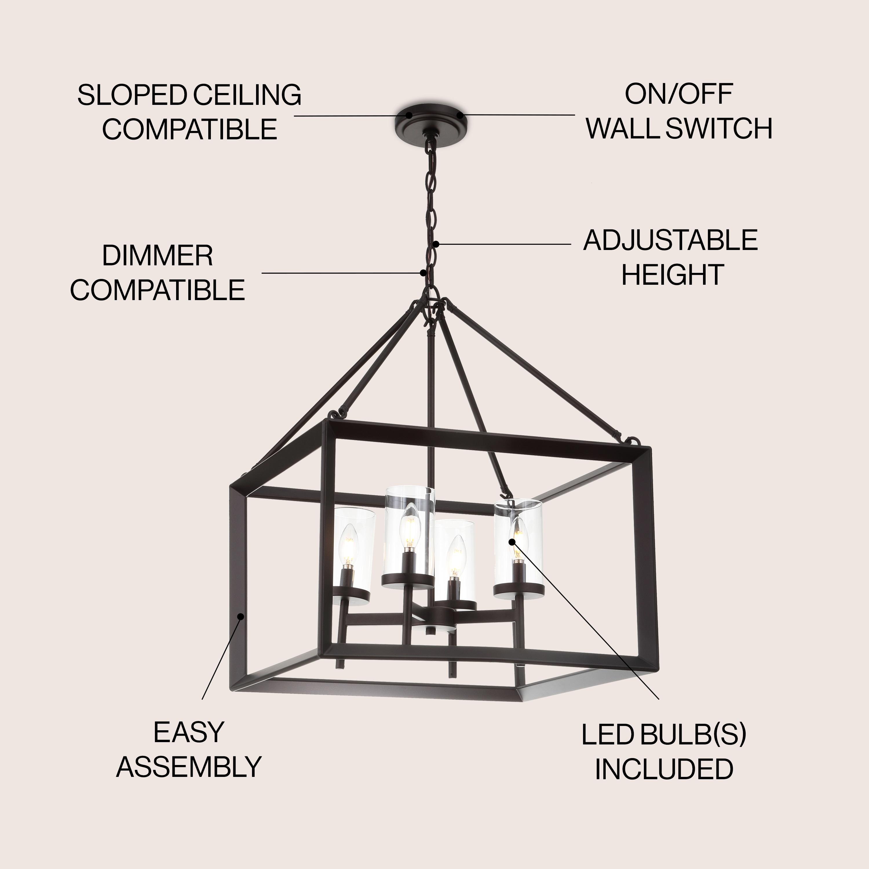 Anna 21" 4-light Metal/Glass LED Pendant, Oil Rubbed Bronze