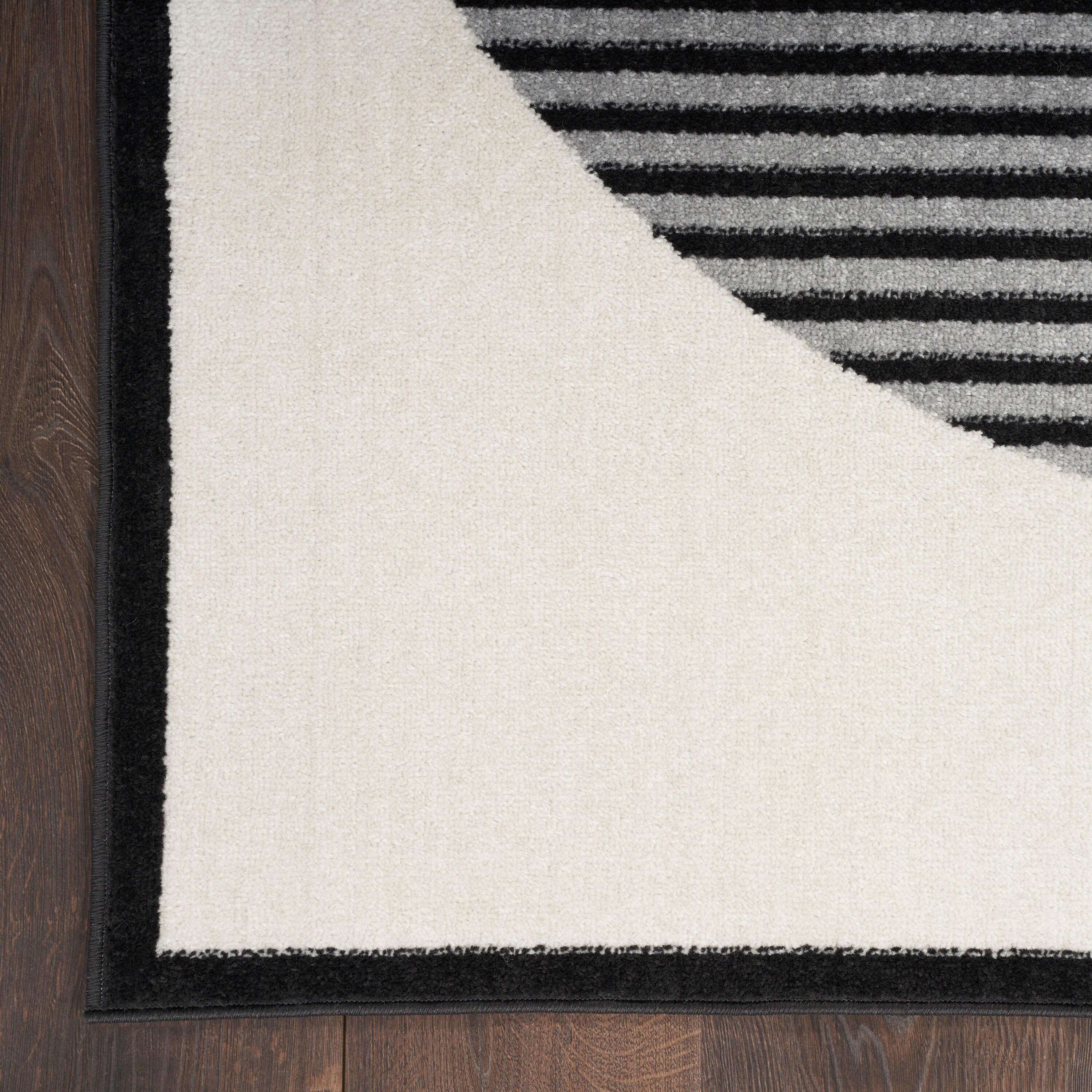 Nourison Modern Passion Circle Mid-Century Modern Indoor Rug Ivory/Black 2' x 3'