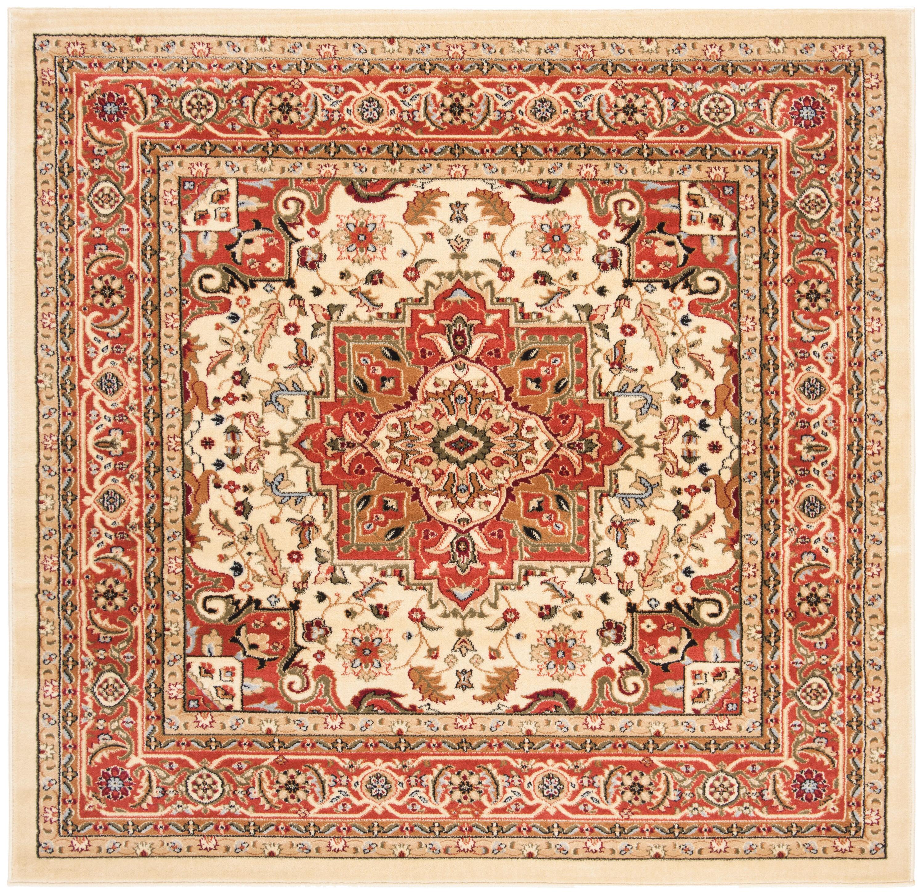 Lyndhurst LNH330 Power Loomed Area Rug - Ivory/Rust - 8'x8' - Safavieh.