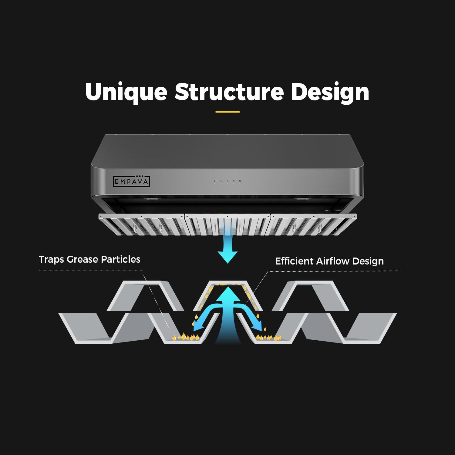 Empava 30" Metal 500 CFM Ducted (Vented) Wall Range Hood with Baffle Filter