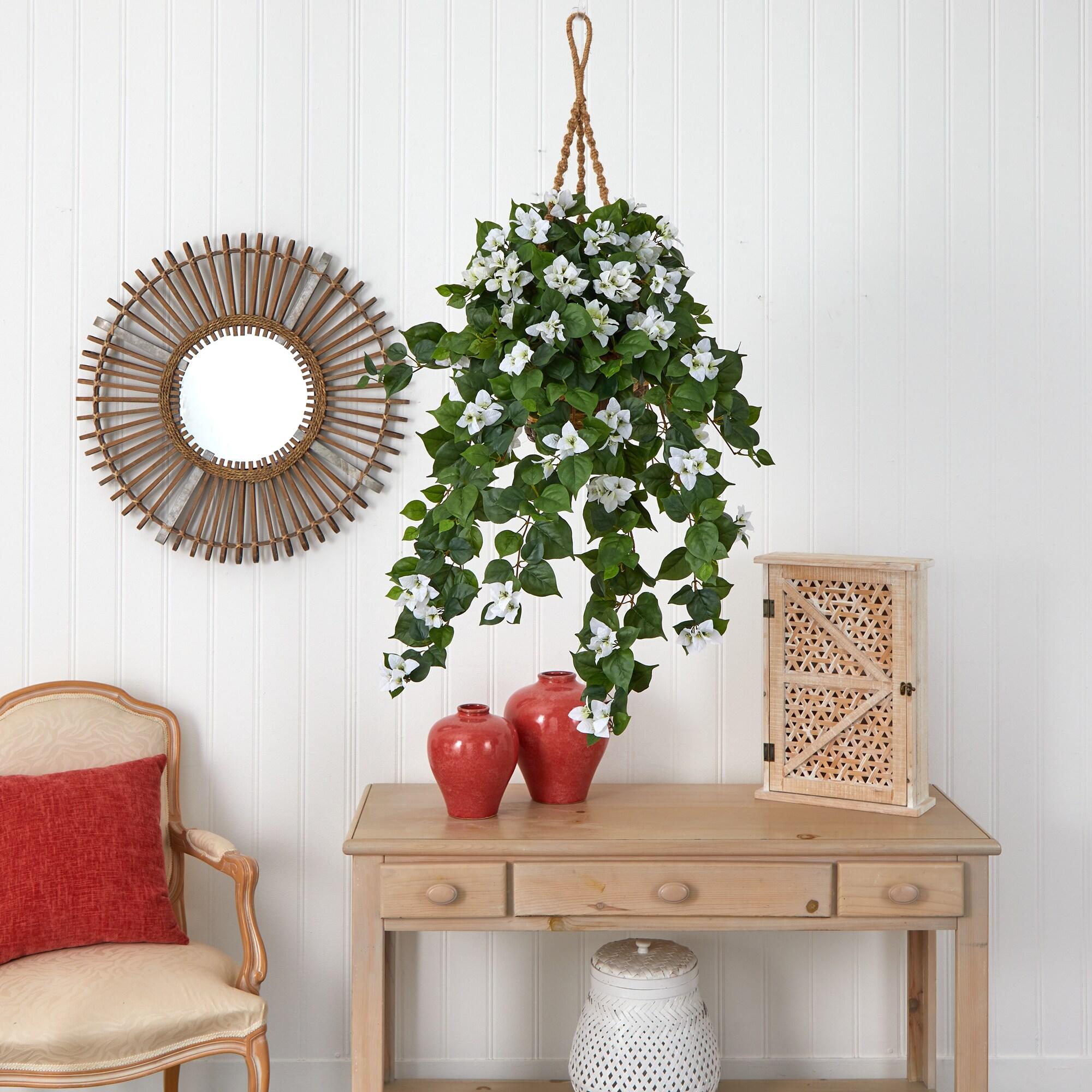 Nearly Natural Home Decor Bougainvillea Hanging Basket