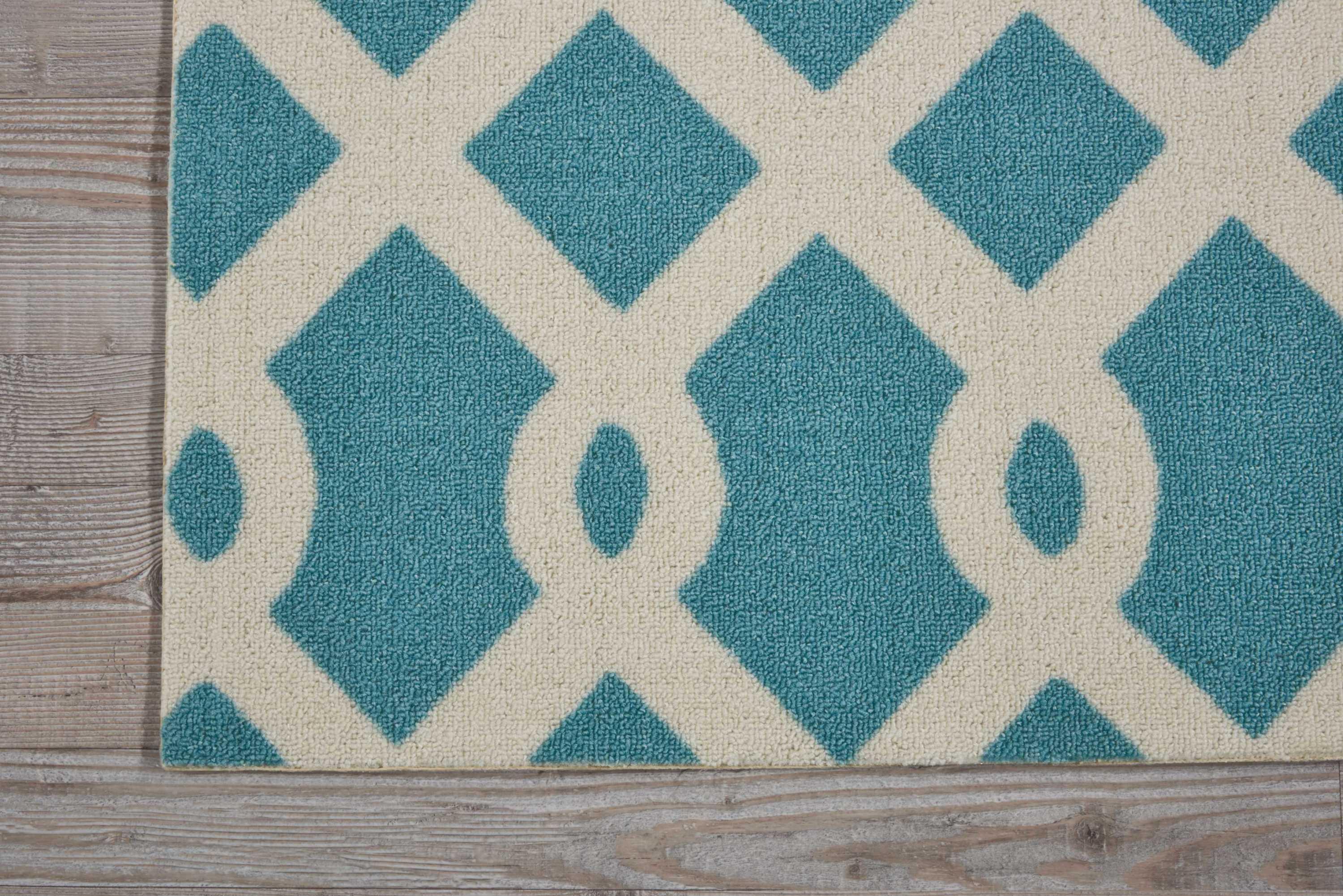 Easterly Geometric Blue/White Outdoor Area Rug