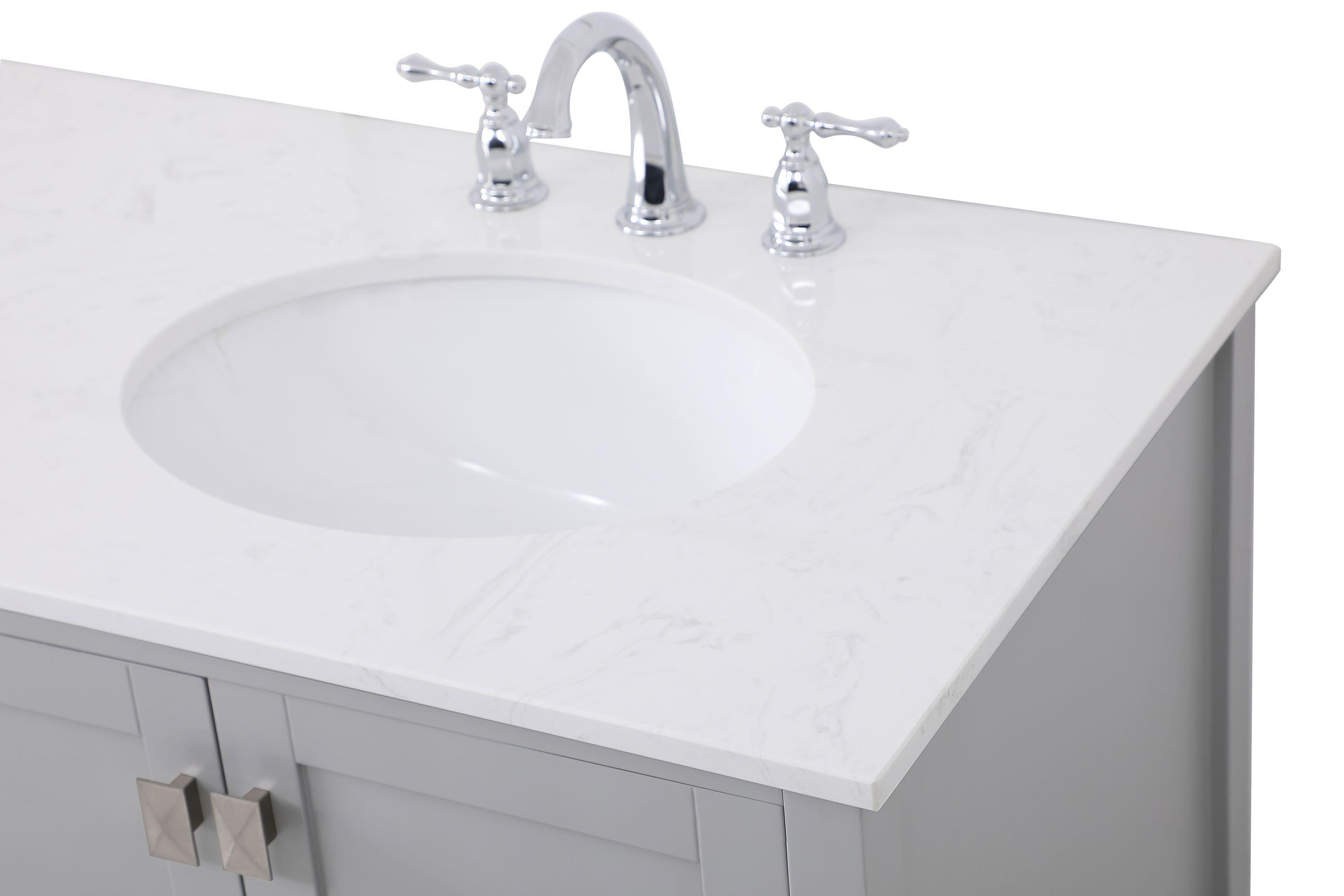 Elegant Decor Irene 72" Solid Wood and Stone Double Bathroom Vanity in Gray