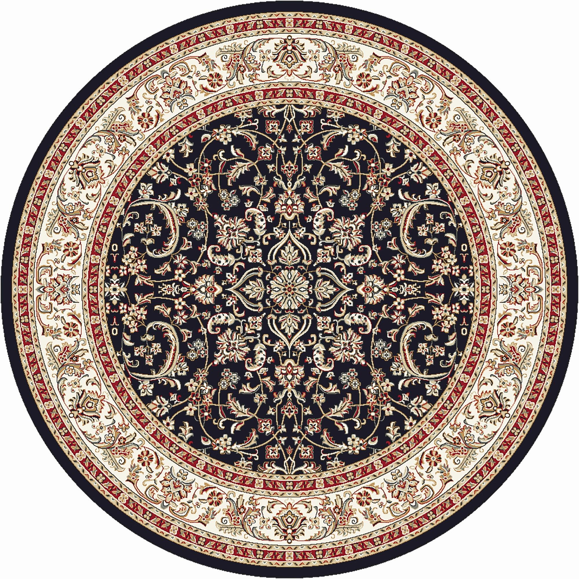 Radici Usa Noble Area Rug 1318 Traditional Black Bordered Medallion 5' 3" x 5' 3" Round