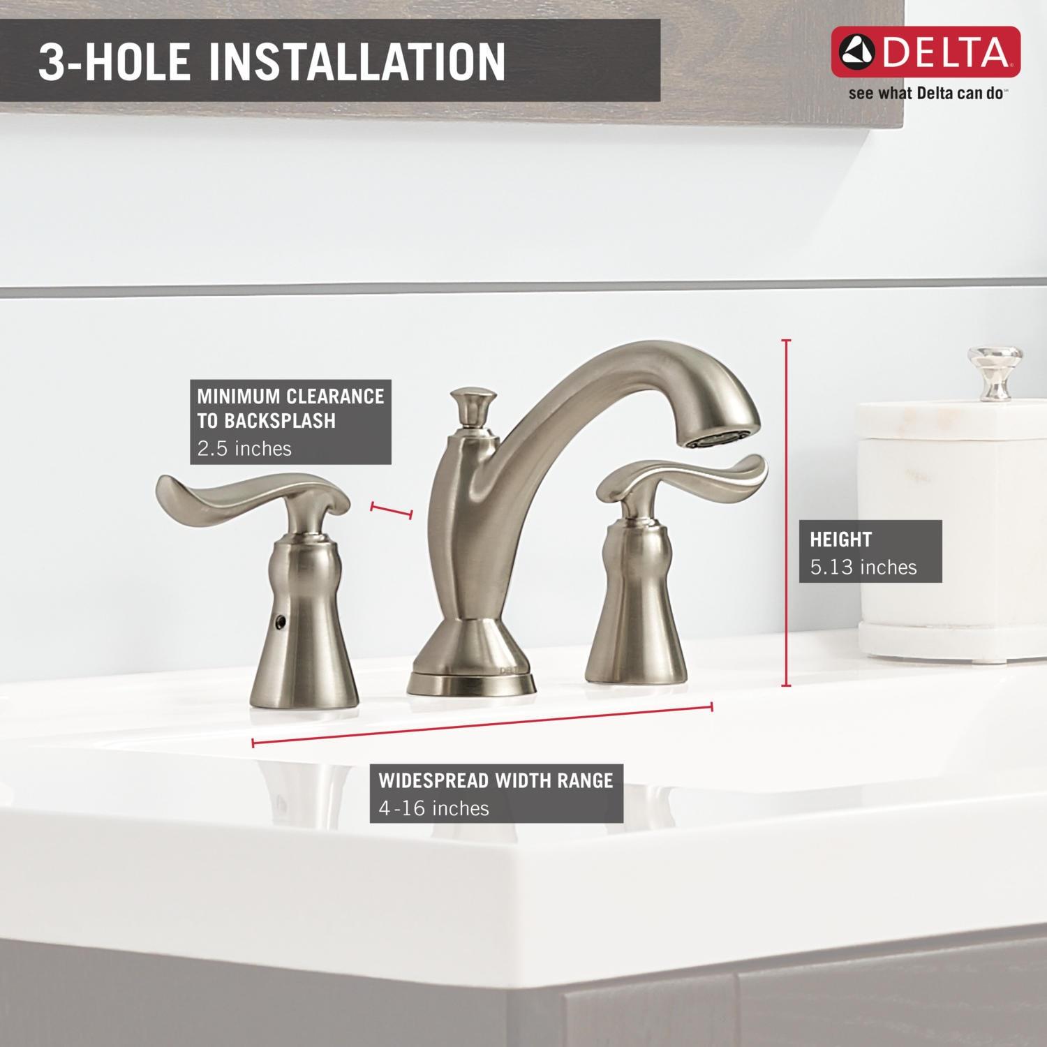 Linden Widespread Bathroom Faucet 3 Hole, 2-handle Bathroom Sink Faucet with Drain Assembly