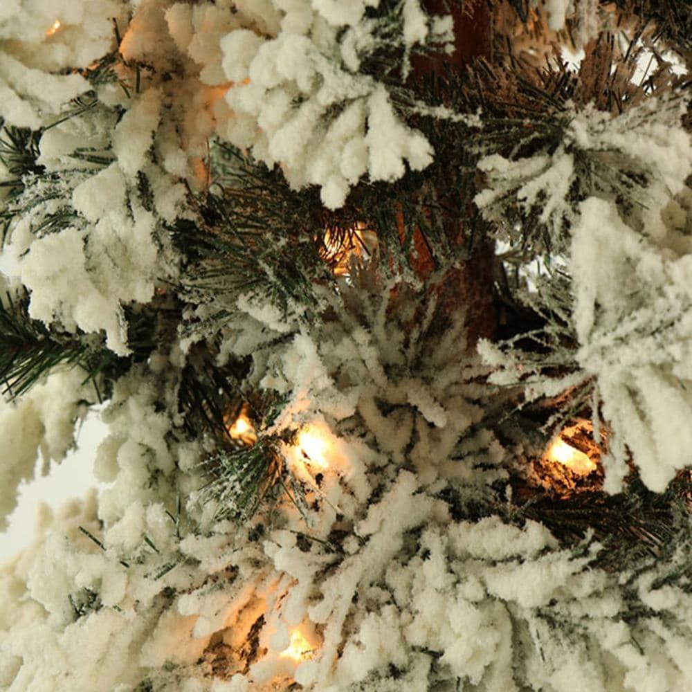 Fraser Hill Farm Set of Two 2-Ft. Snowy Alpine Artificial Trees with Clear Lights