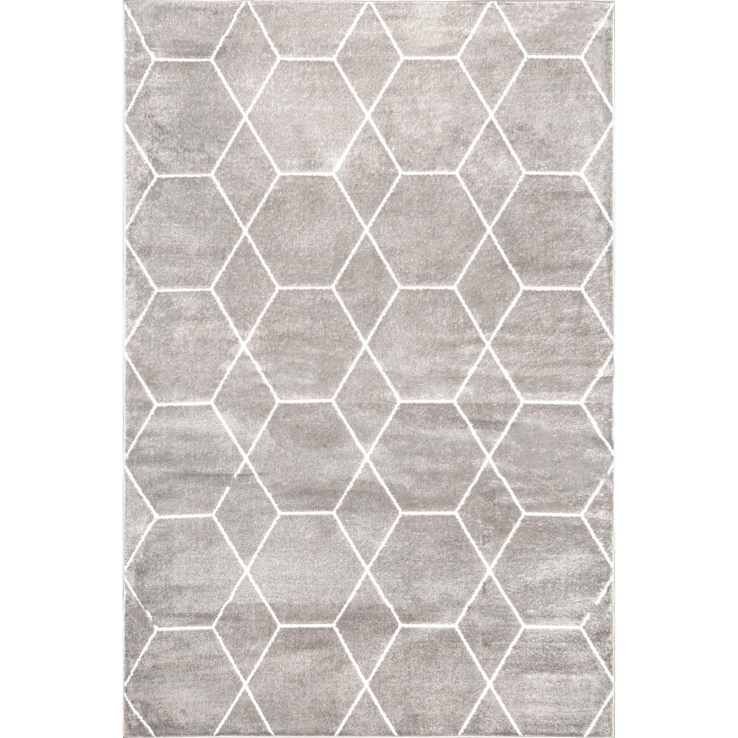 Nuloom Veronica Geometric 4x6 Indoor Area Rug for Living Room Bedroom Dining Room Kitchen, Grey/Ivory