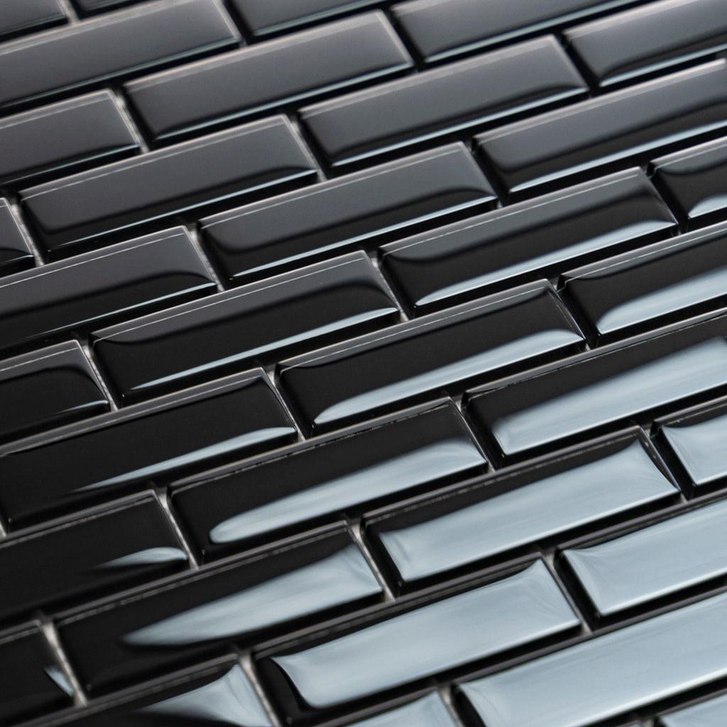 Apollo Tile   5 Pack 11.9-in x 11.9-in Black Rectangular Glossy Finished Glass Mosaic Wall and Floor Tile (4.92 sq ft/case)