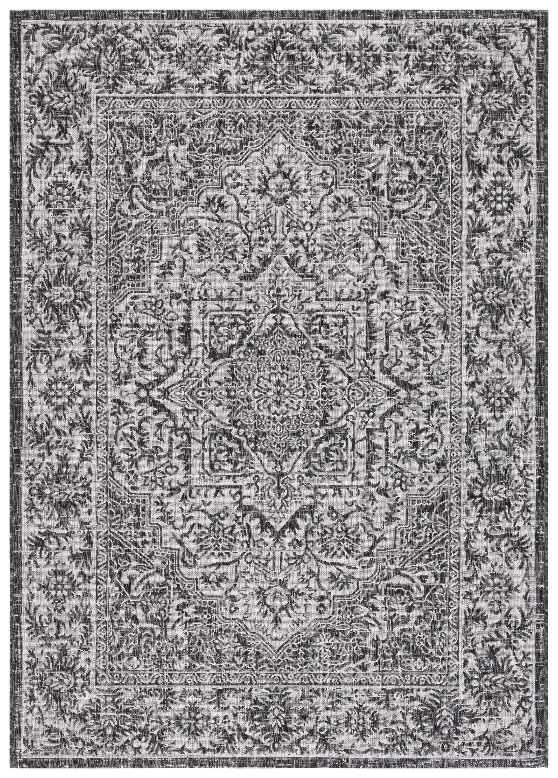 Courtyard CY8863 Power Loomed Indoor/Outdoor Area Rug - Black/Grey - 6'7"x9'6" - Safavieh.