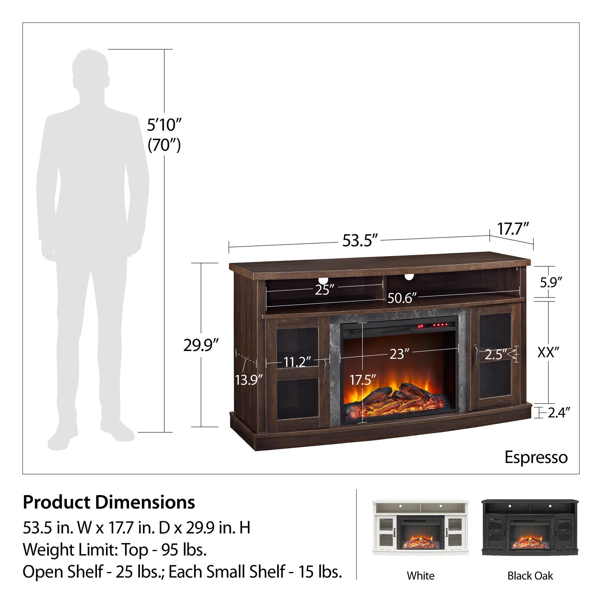Barrow Creek Black Oak Fireplace TV Console with Glass Doors