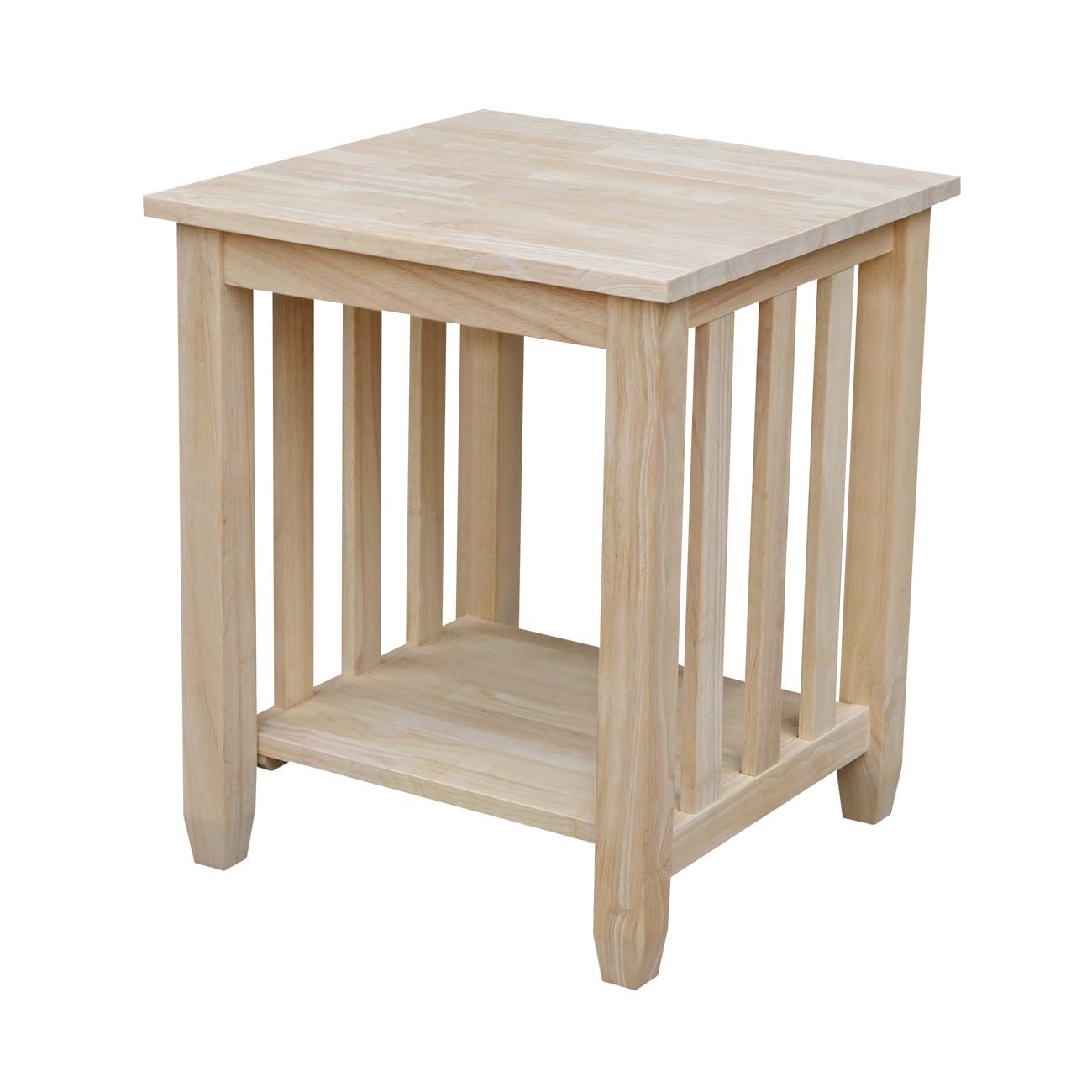 International Concepts Mission Tall End Table: Hardwood Frame, Square Shape, 25" Height, Shelf Storage