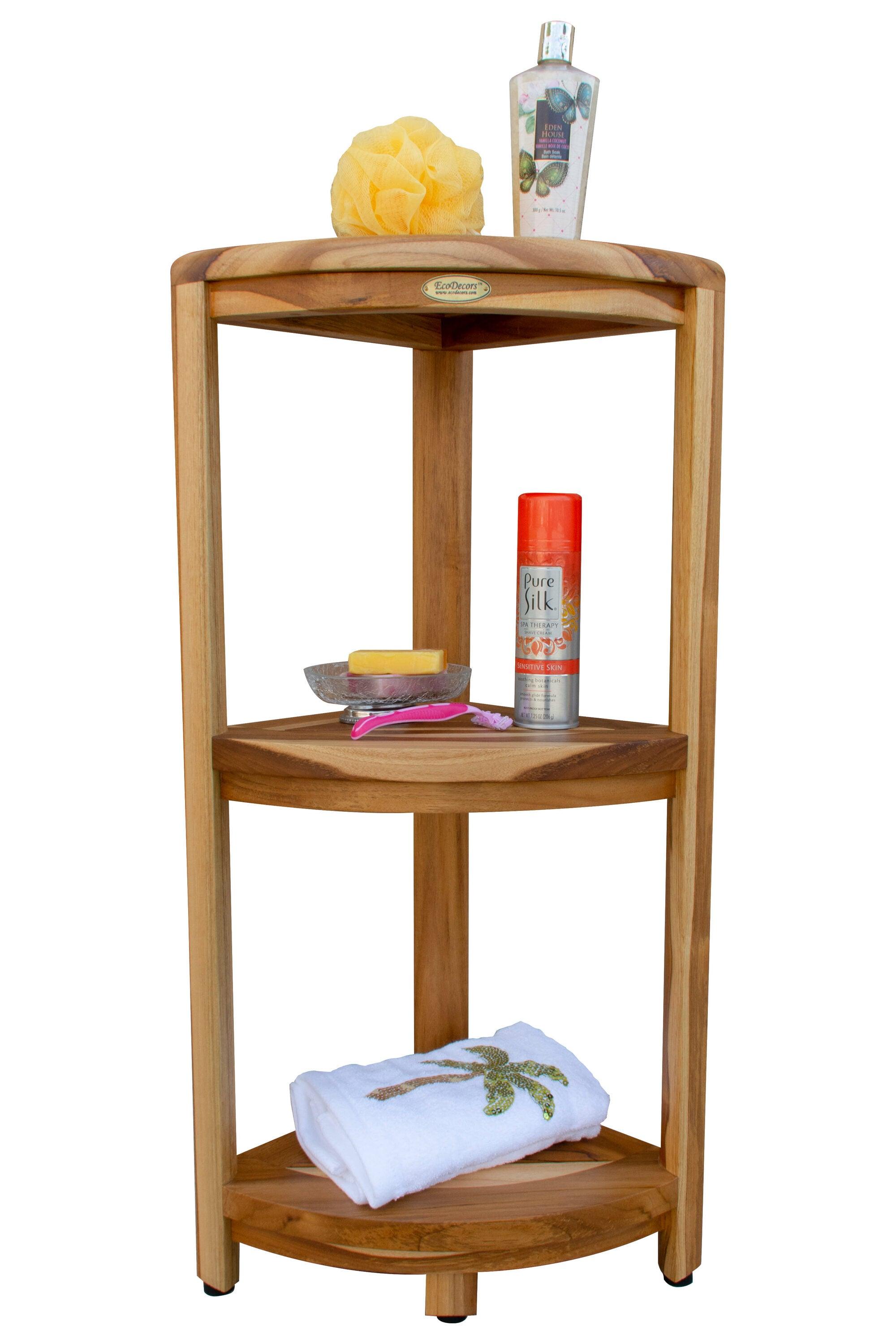EcoDecors EcoDecors, Snazzy Corner, Teak Corner Shower Shelf, Shower Stand Corner, in EarthyTeak™