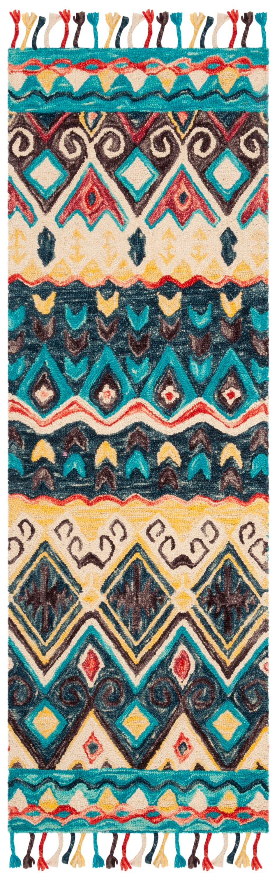 Aspen APN137 Hand Tufted Area Rug - Blue/Red - 2'3"x5' - Safavieh..