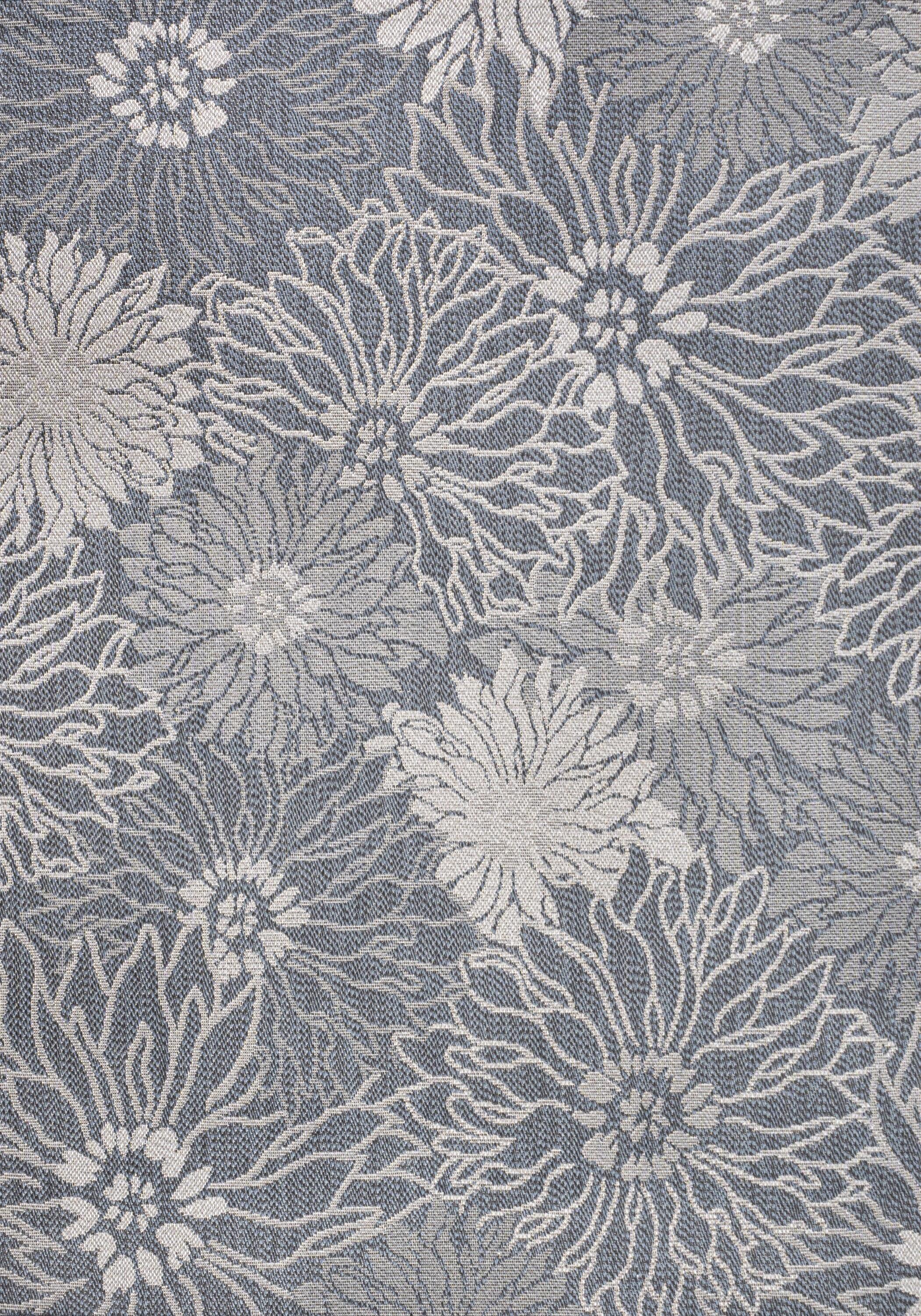 5' x 8' Bahamas Modern All-Over Floral Indoor/Outdoor Area Rug, Navy/Gray - JONATHAN Y