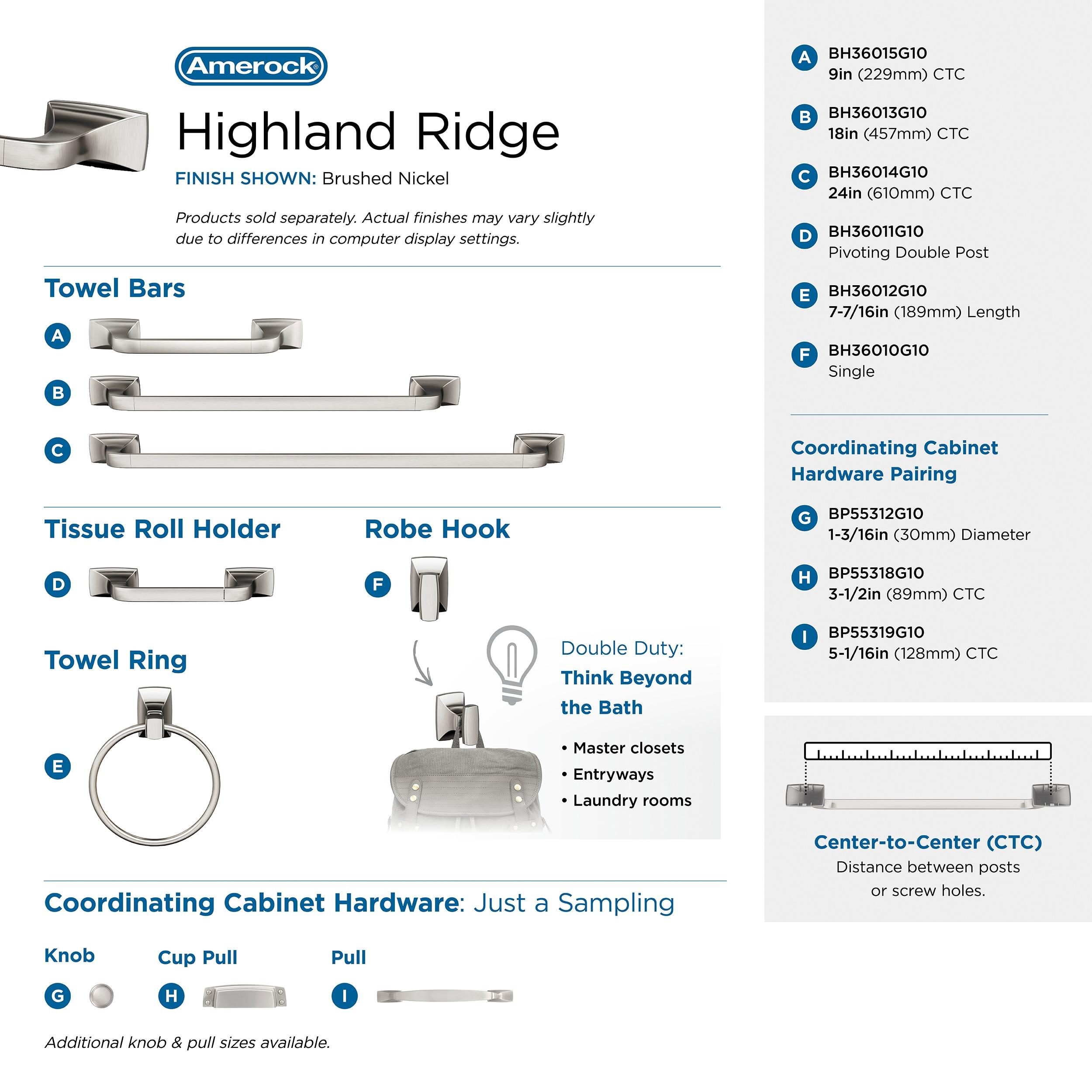 Amerock Highland Ridge Brushed Nickel Closed Towel Ring