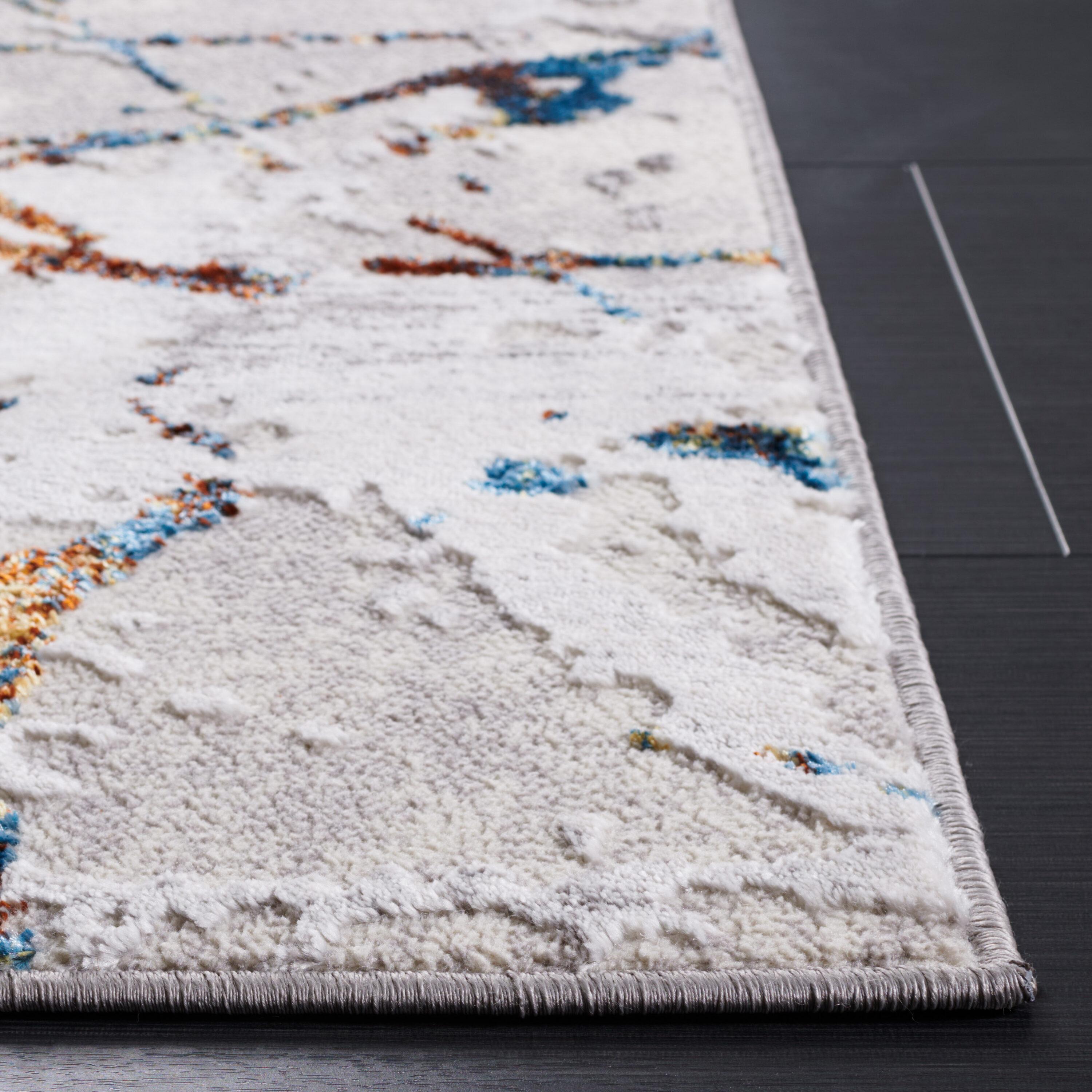 Amelia ALA293 Power Loomed Indoor Area Rug - Grey/Blue Gold - 4'5"x6'5" - Safavieh