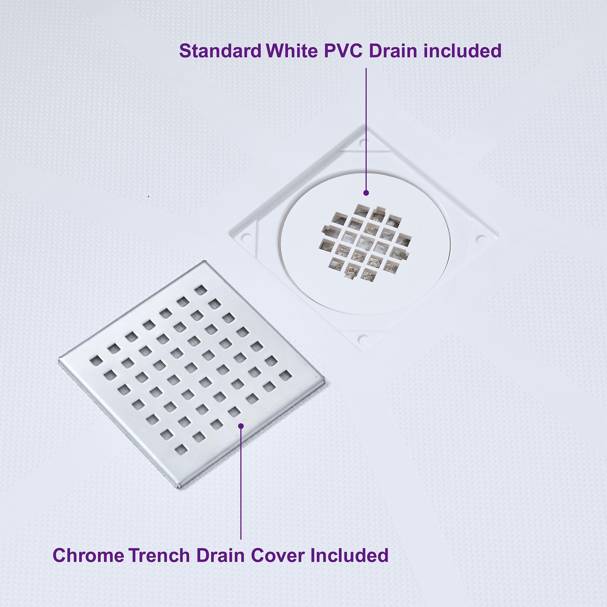 48" W x 36" Solid Surface Single Threshold Shower Pan Base with Drain Assembly & Drain Cover Included, Non-Slip
