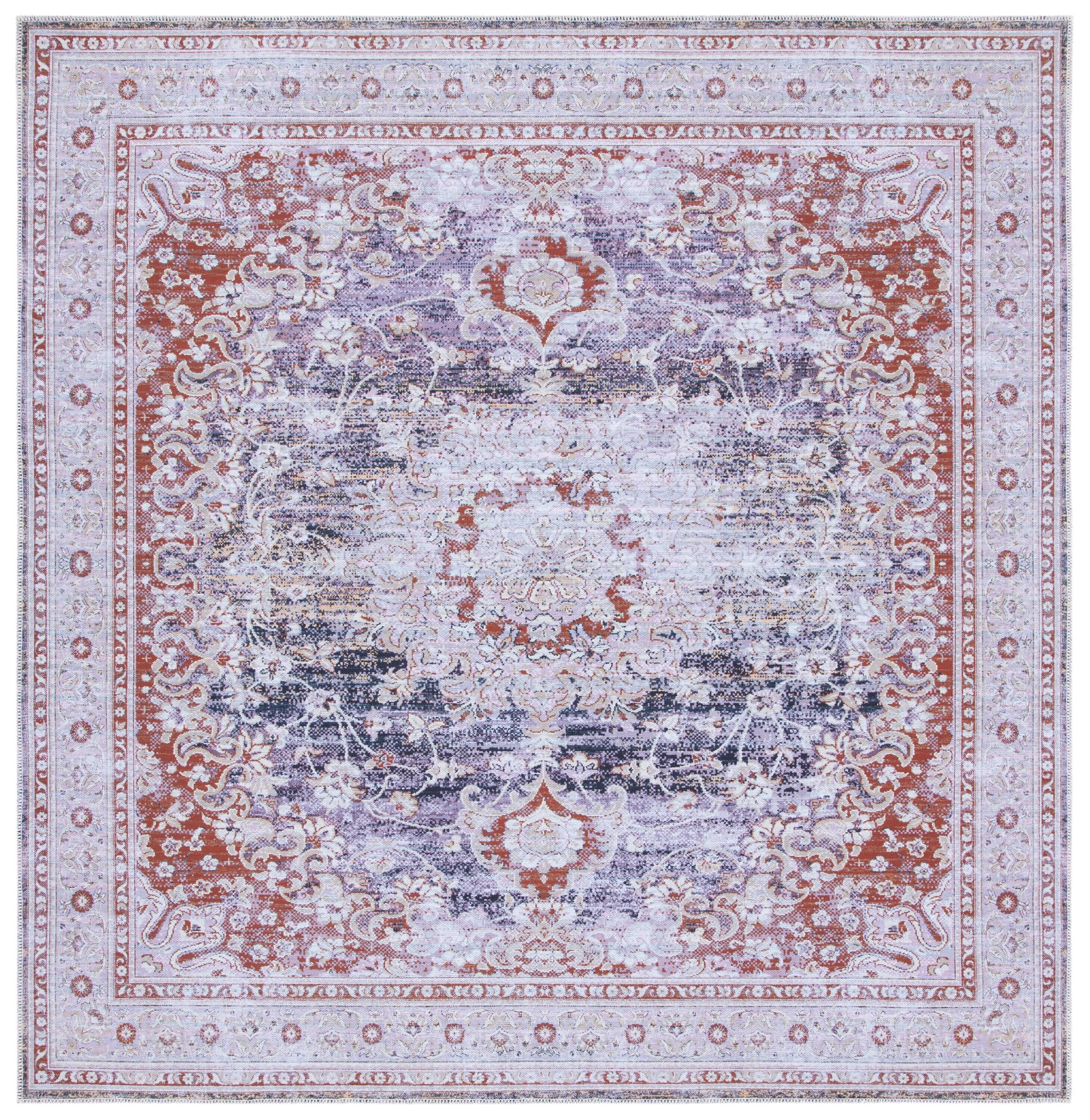 Serapi SEP550 Power Loomed Machine Washable Skid-Resistant Indoor Area Rug - Grey/Light Grey - 6'7"x6'7" - Safavieh