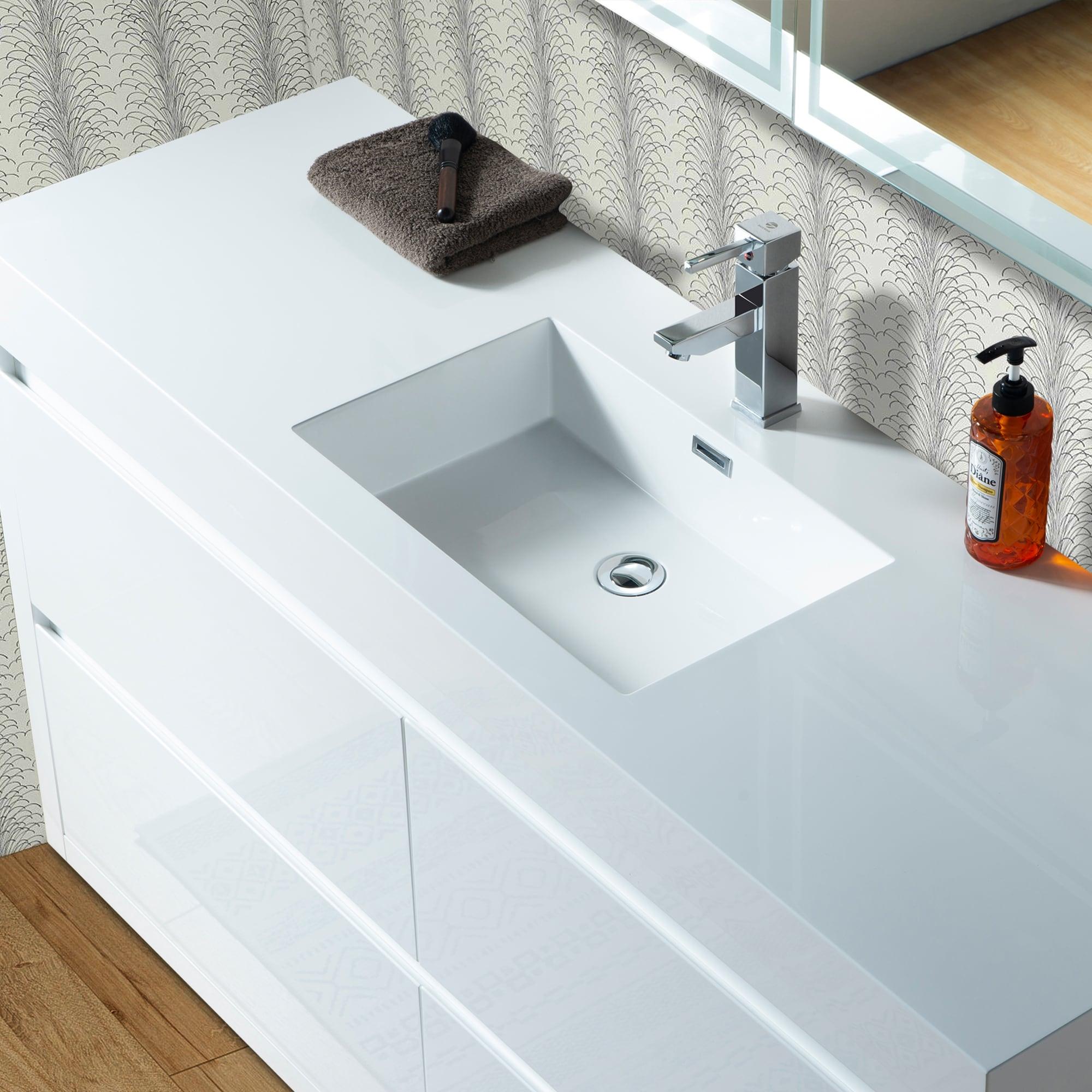 Vanity Art  60 in. Single Sink Bathroom Vanity with Resin Top