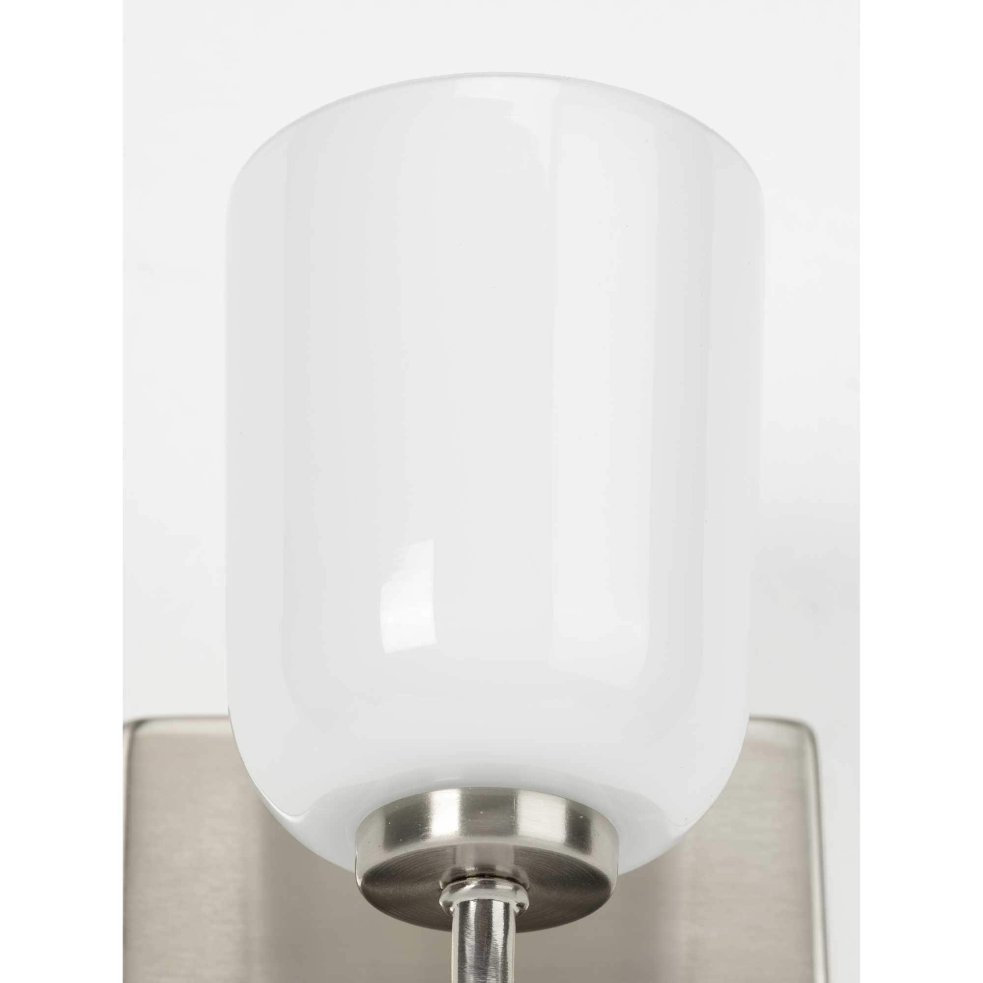 Moore Collection One-Light Brushed Nickel White Opal Glass Luxe Bath Vanity Light