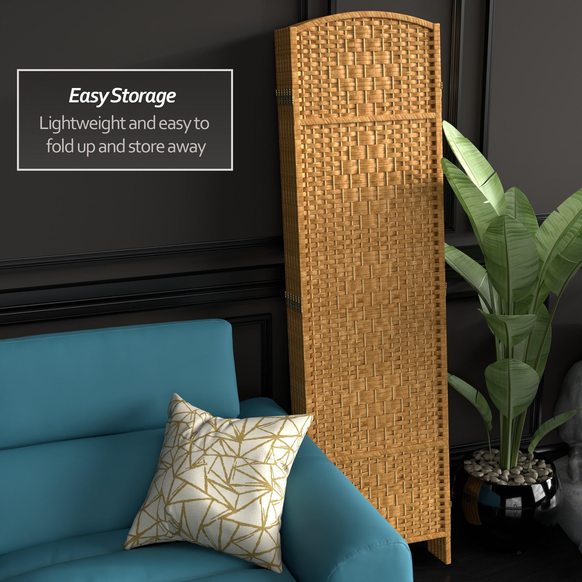 Oriental Furniture 6 ft. Tall Diamond Weave Room Divider - Light Beige - 6 Panel
