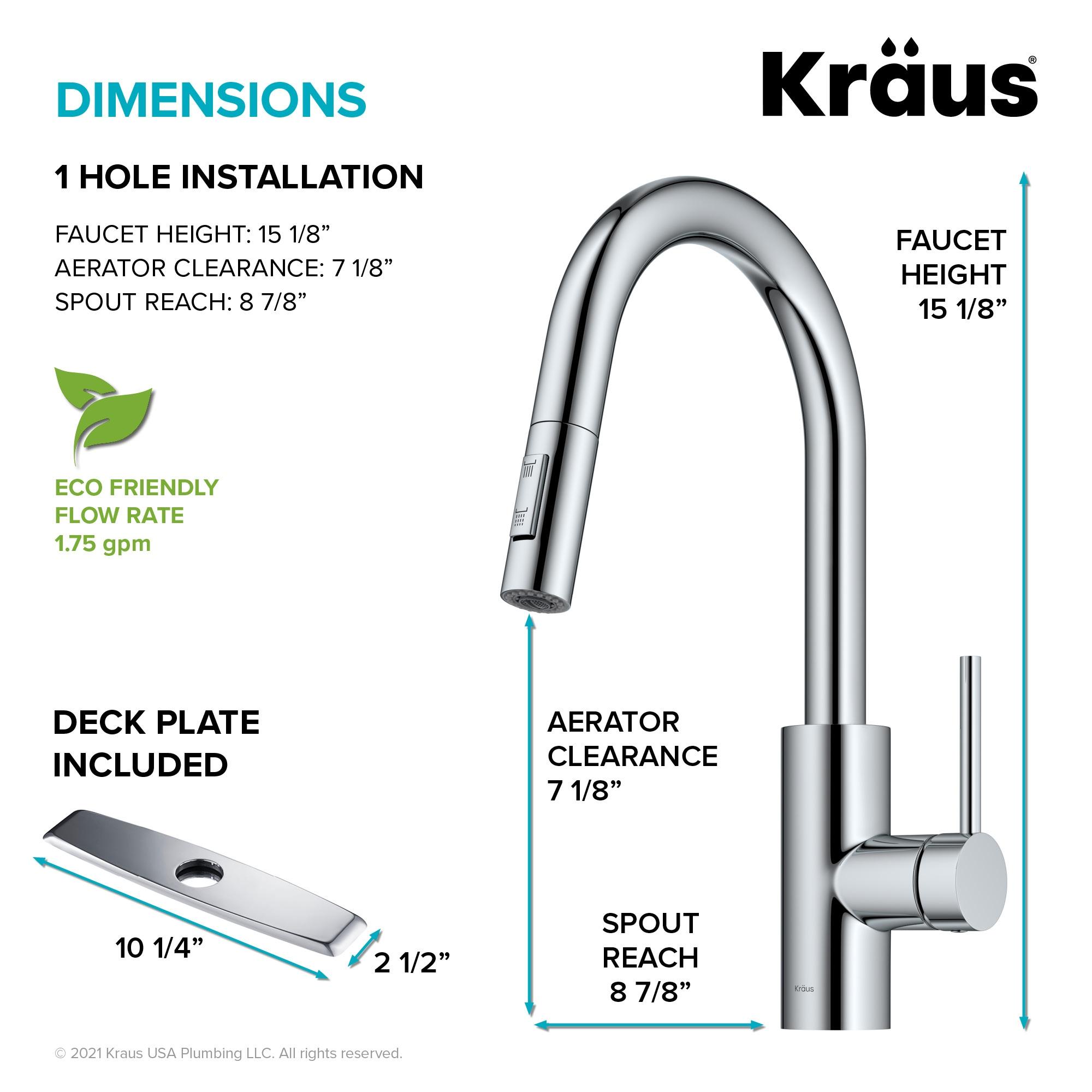 KRAUS Oletto Single Handle Pull Down Kitchen Faucet with QuickDock Top Mount Installation Assembly