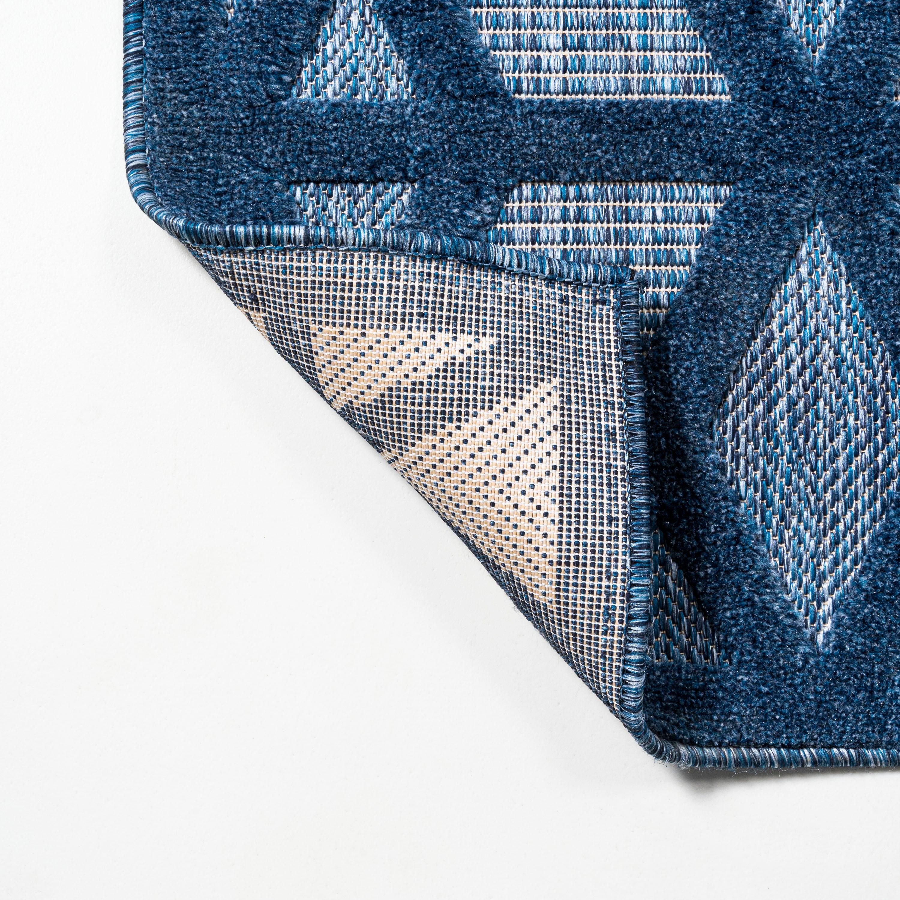 8'x10' Talaia Neutral Geometric Indoor/Outdoor Area Rug, Navy - JONATHAN Y