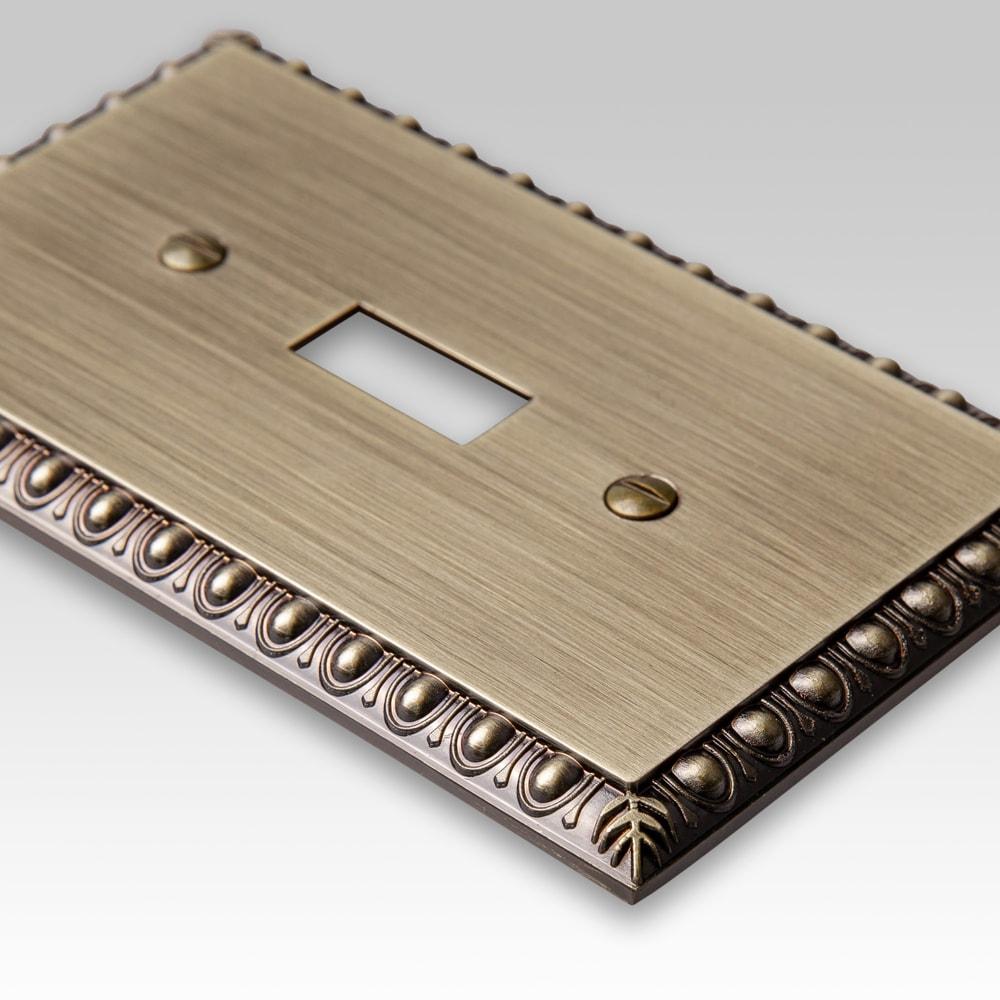 Brushed Brass Double Toggle Cast Metal Wallplate