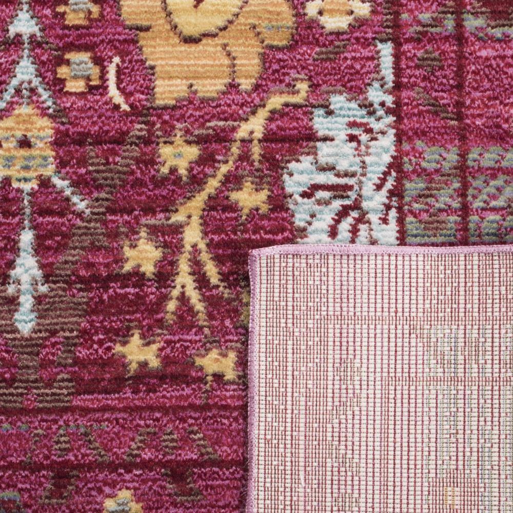 SAFAVIEH Valencia Grigor Traditional Polyester Area Rug, Fuchsia/Multi, 6'7" x 6'7" Square