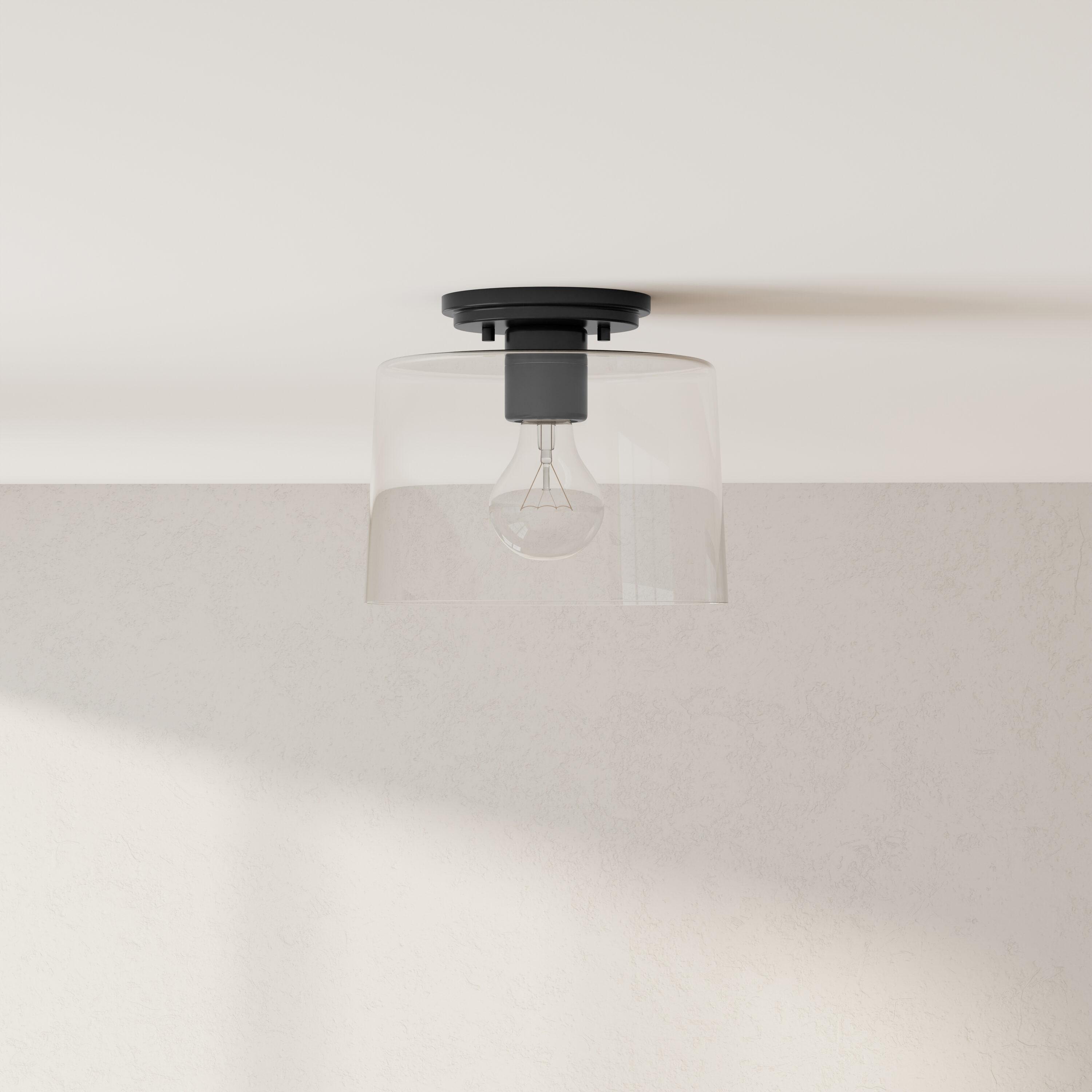 Progress Lighting, Adley Collection, 1-Light Flush Mount, Matte Black, Clear Glass Shade
