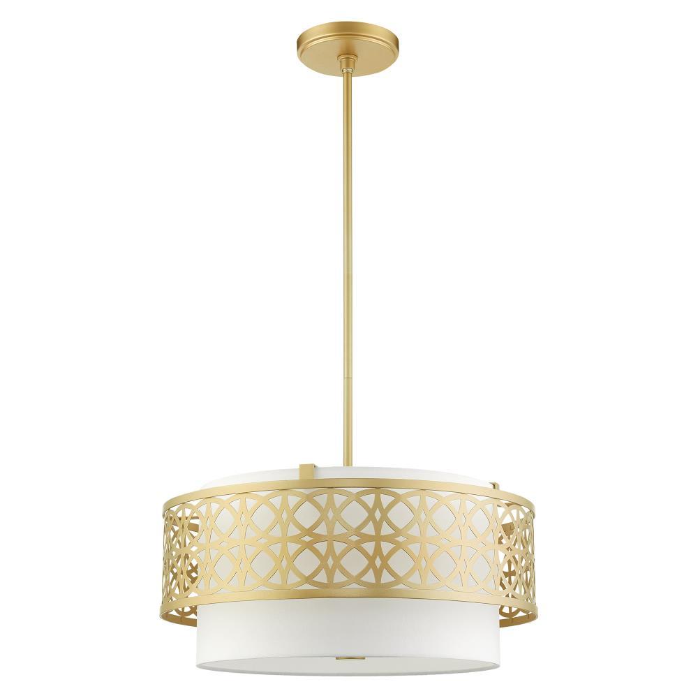 Calinda 4-Light Soft Gold LED Drum Pendant Chandelier
