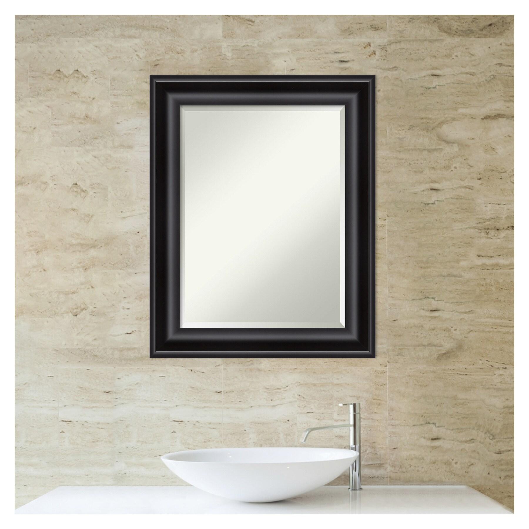 24" x 30" Non-Beveled Grand Black Wall Mirror - Amanti Art: Modern Rectangle, Polystyrene Frame